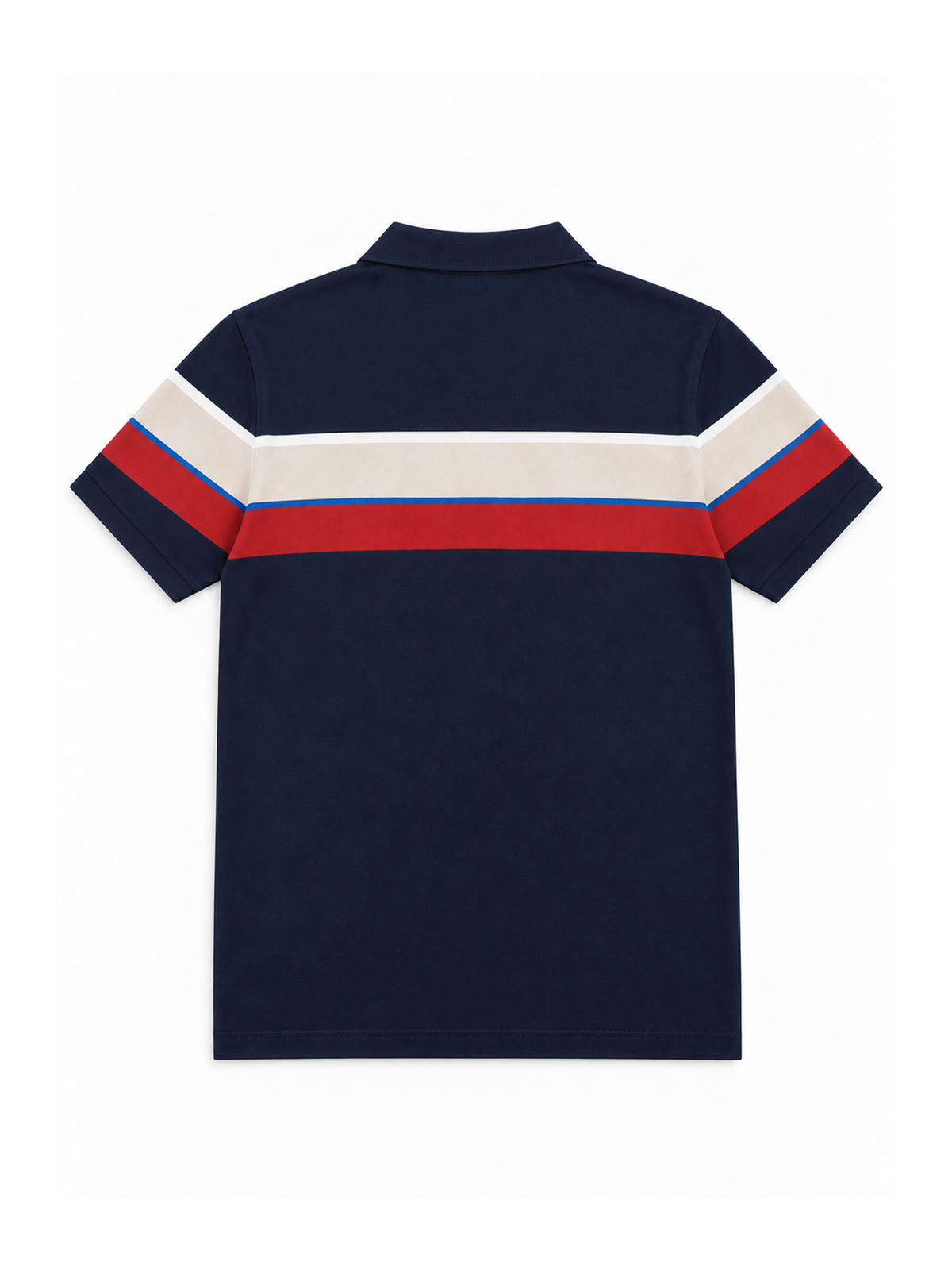 Dark Blue Striped Cotton Short Sleeve T-Shirt