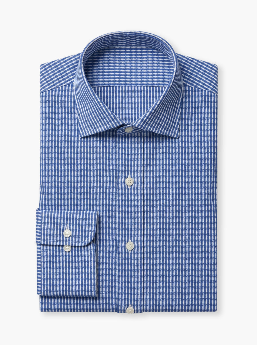 White/ Blue Check Shirting - Envoy Classic