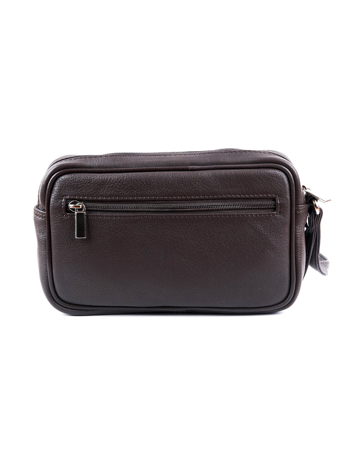 Brown Full-Grain Leather Toiletry Bag