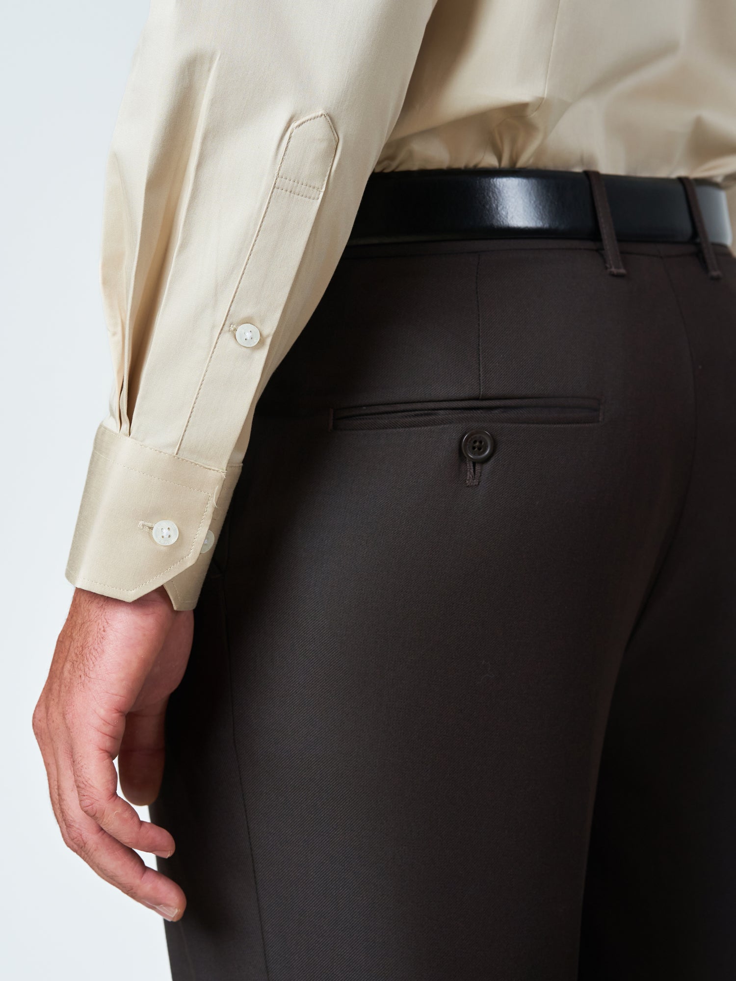 Light Beige Formal Cotton Lycra Long Sleeve Shirt