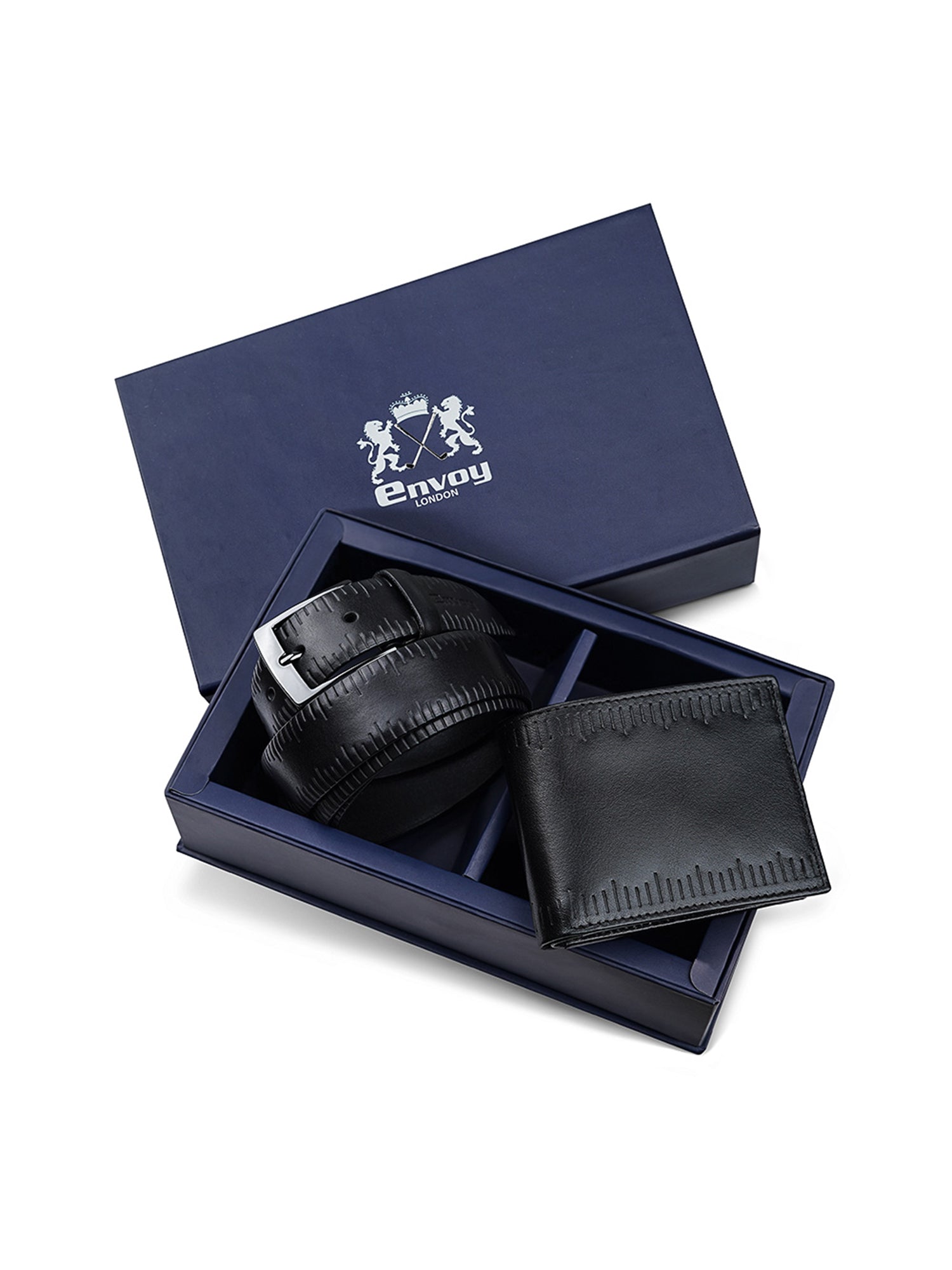 Men’s Black Leather Belt with Wallet Set