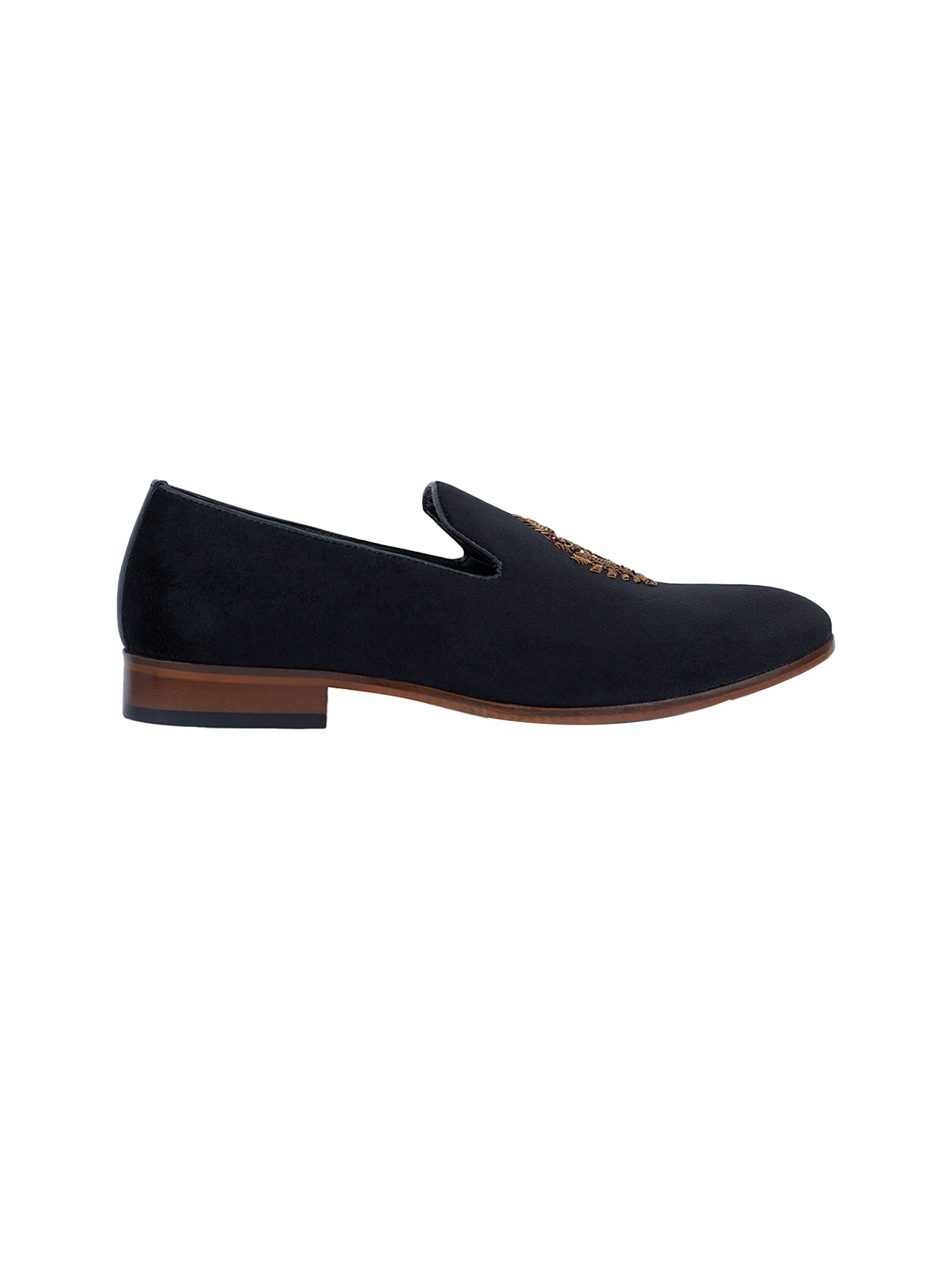 Black Silk Mojari Loafers Shoes