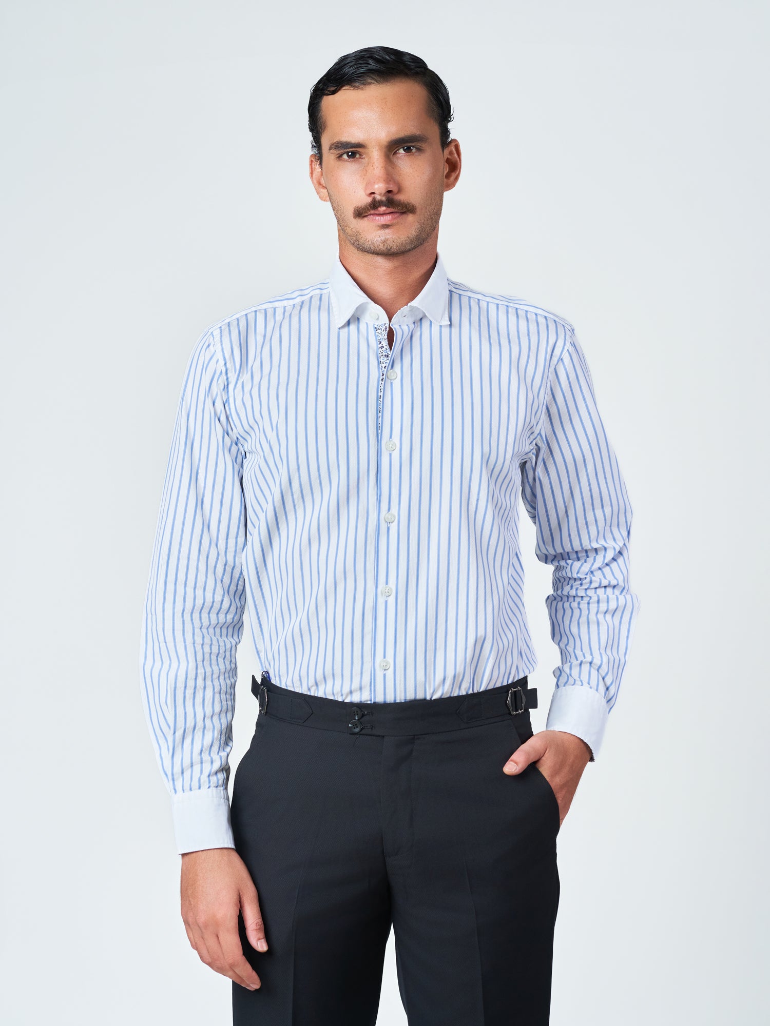 Blue Stripe Formal Long Sleeve Shirt