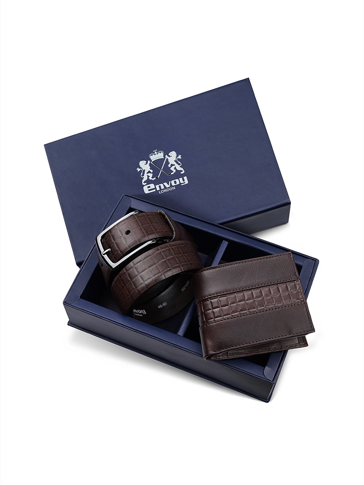 Men’s Coffee Brown Leather Belt with Wallet Set