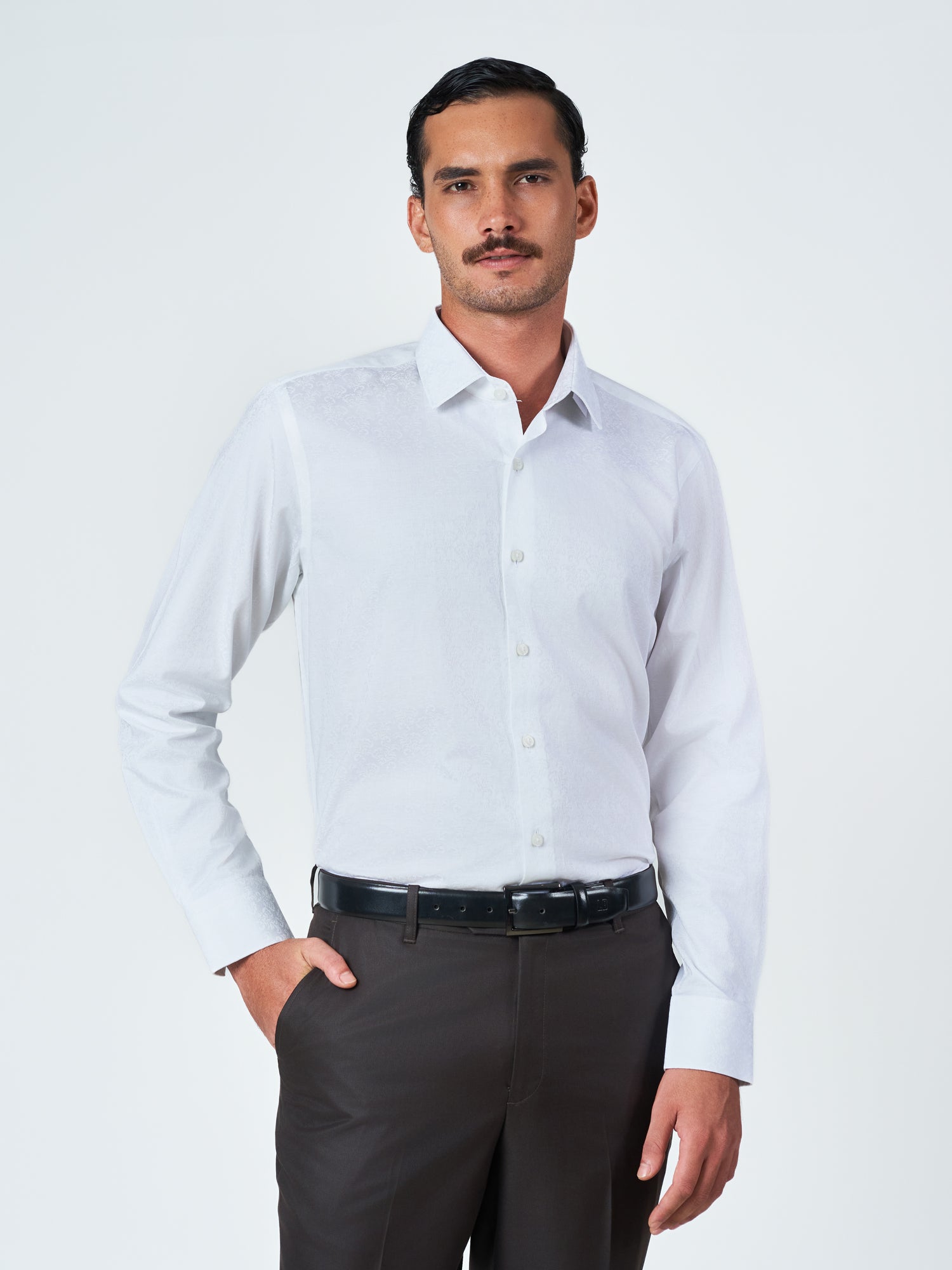White Floral Ceremonial Long Sleeve Shirt