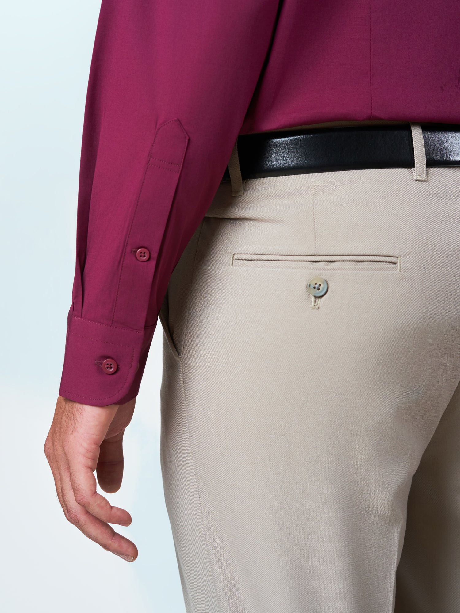 Maroon Plain Party Long Sleeve Shirt