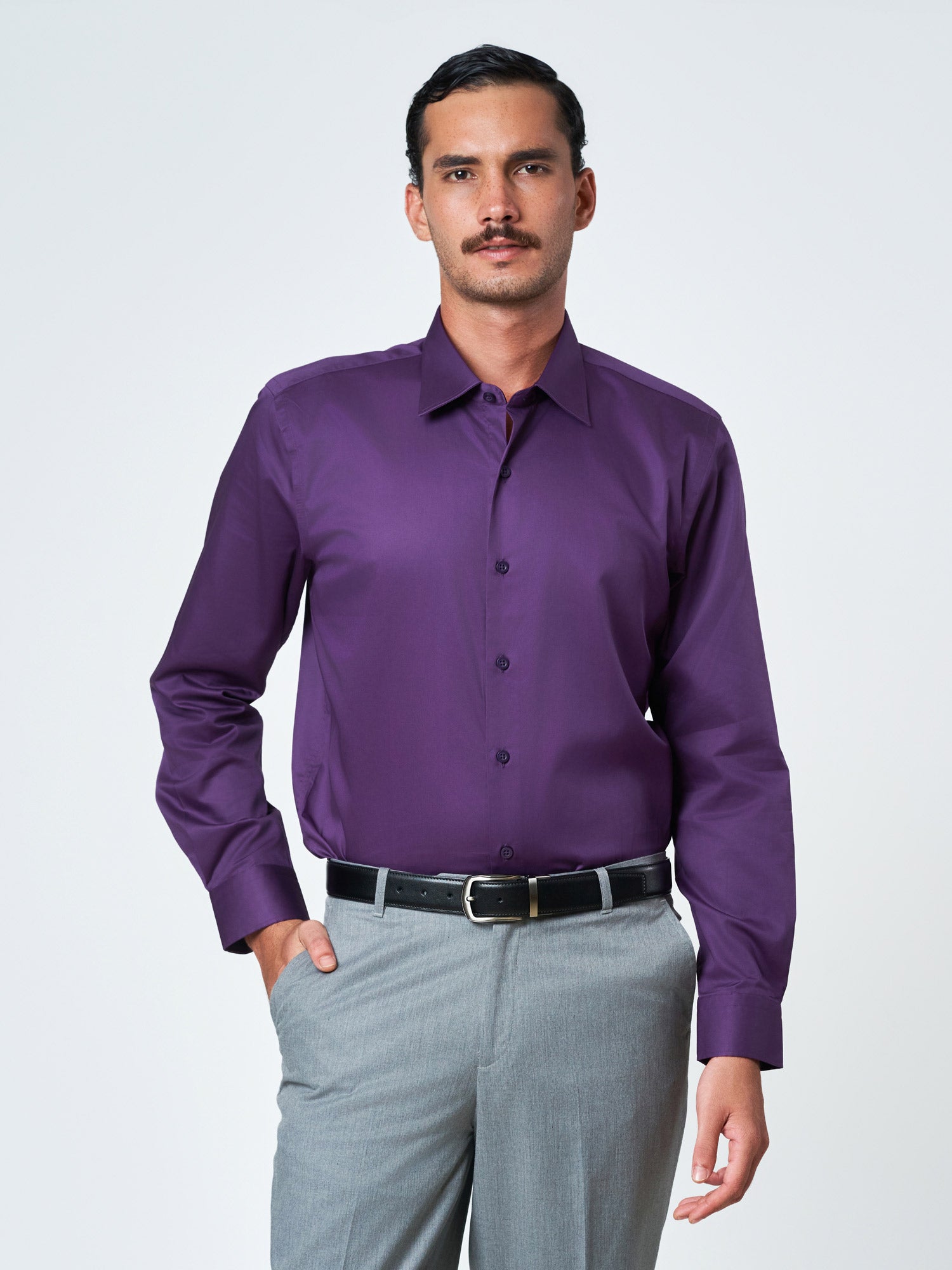 Purple Plain Long Sleeve Casual Shirt