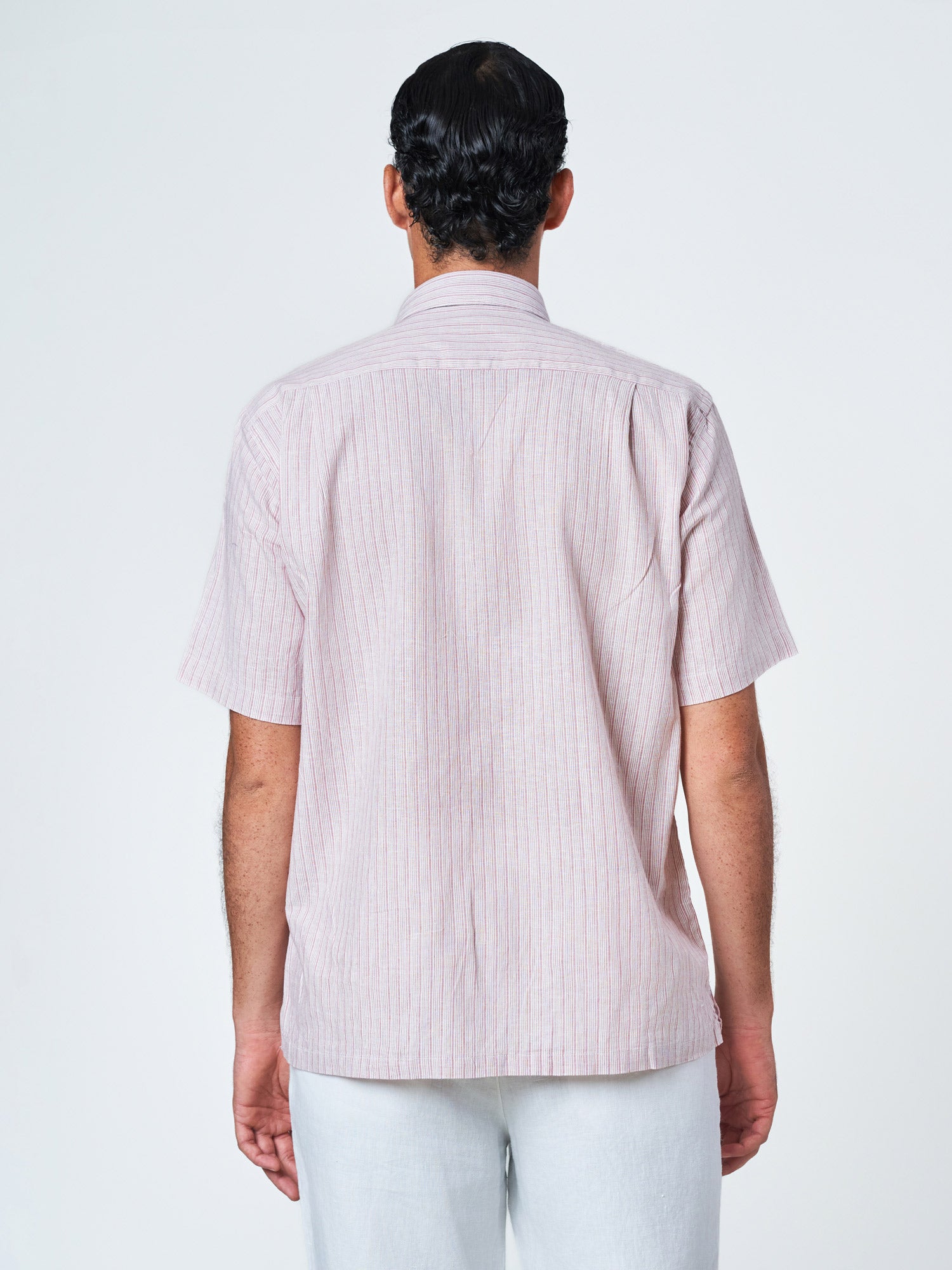 Wine Striped Short Sleeve Shirt