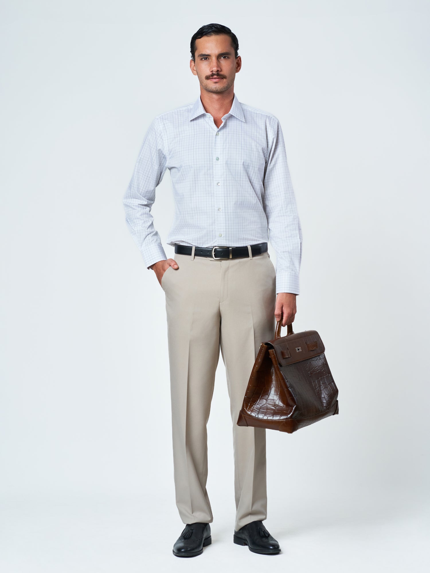 White Check Formal Long Sleeve Shirt
