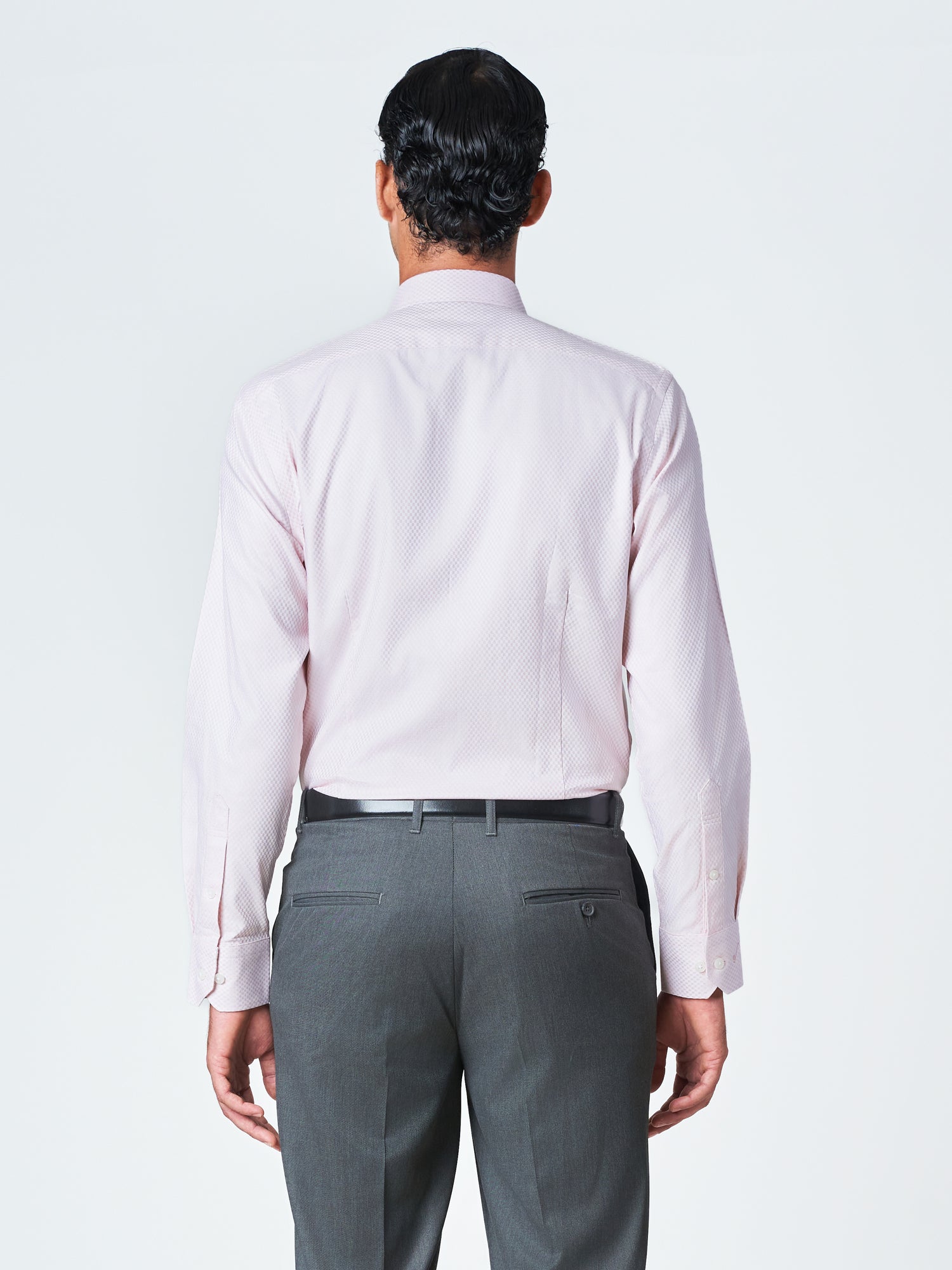 Peach Textured Formal Long Sleeve Shirt