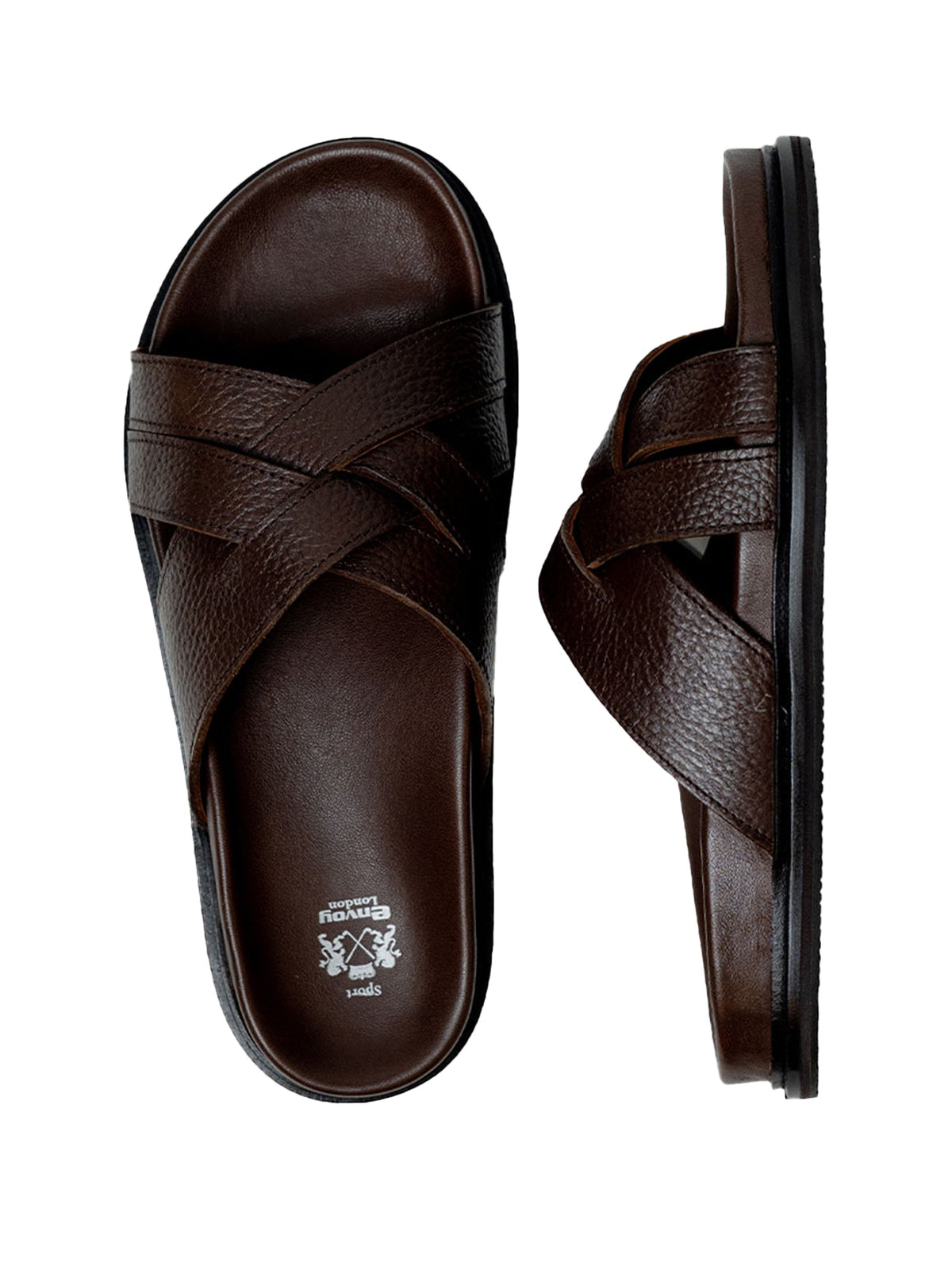 Brown Cross-Strap Sandals