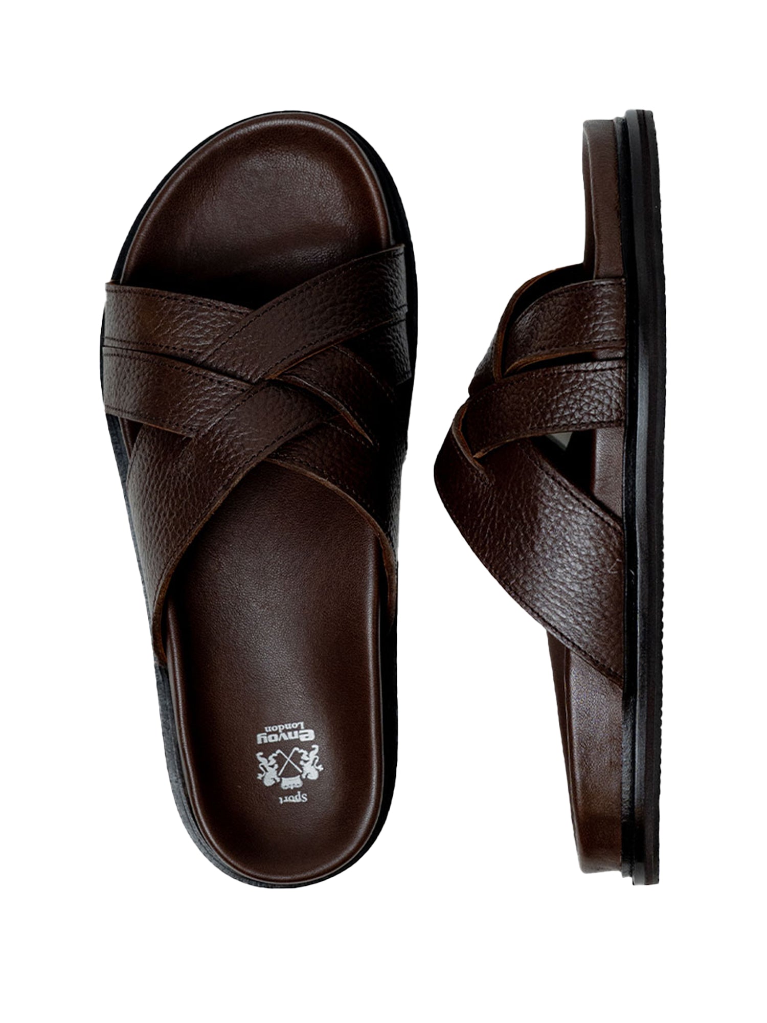 Brown Cross-Strap Sandals