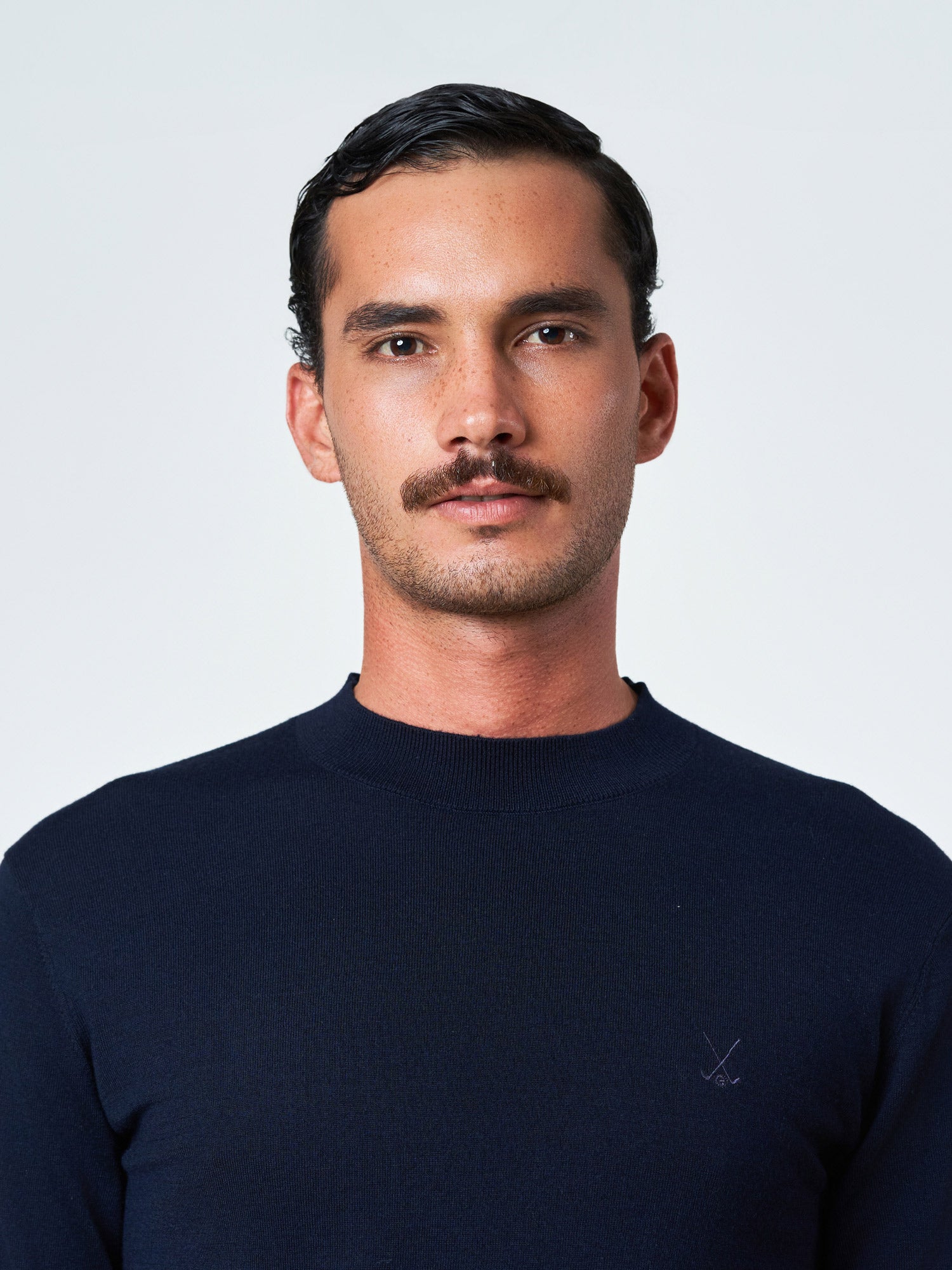 Navy Blue Knitted Crew Neck Sweater Long Sleeve T-shirt