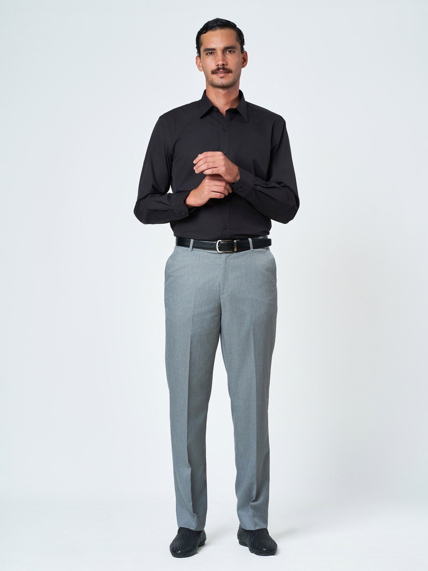 Black Plain Long Sleeve Casual Shirt