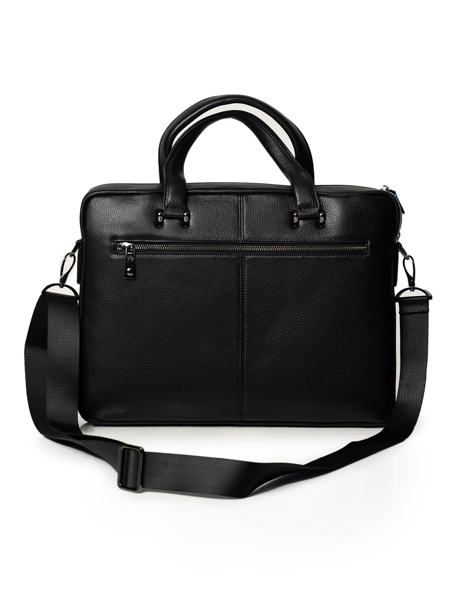 Full-Grain Leather Black Messenger & Travel Bag