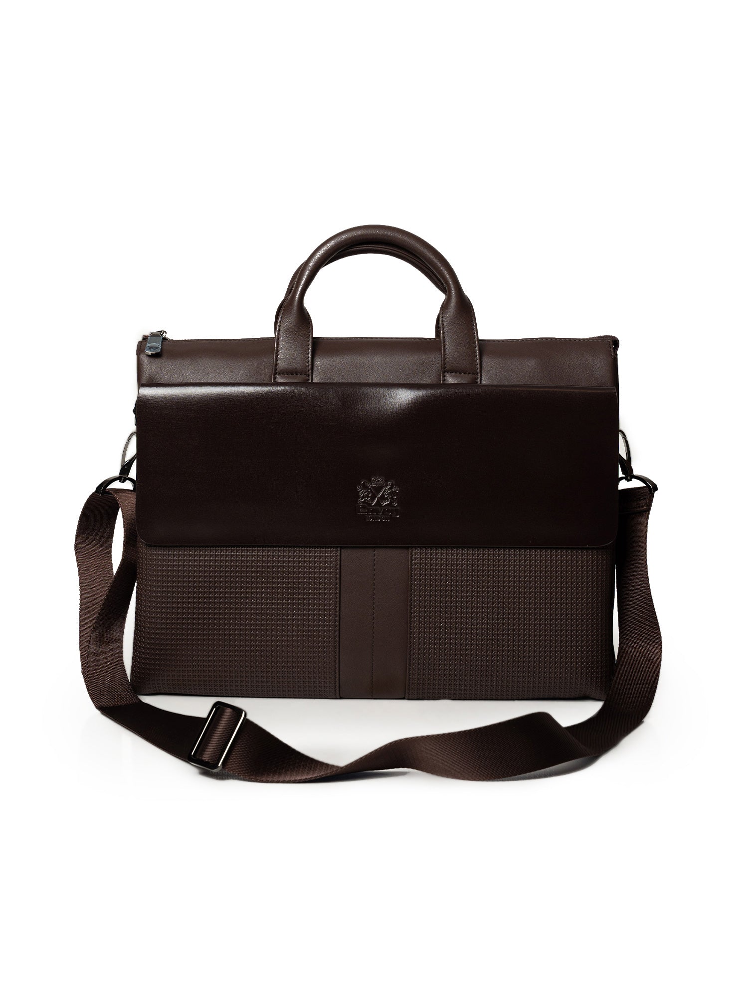 Leather & Microfiber Brown Messenger & Travel Bag