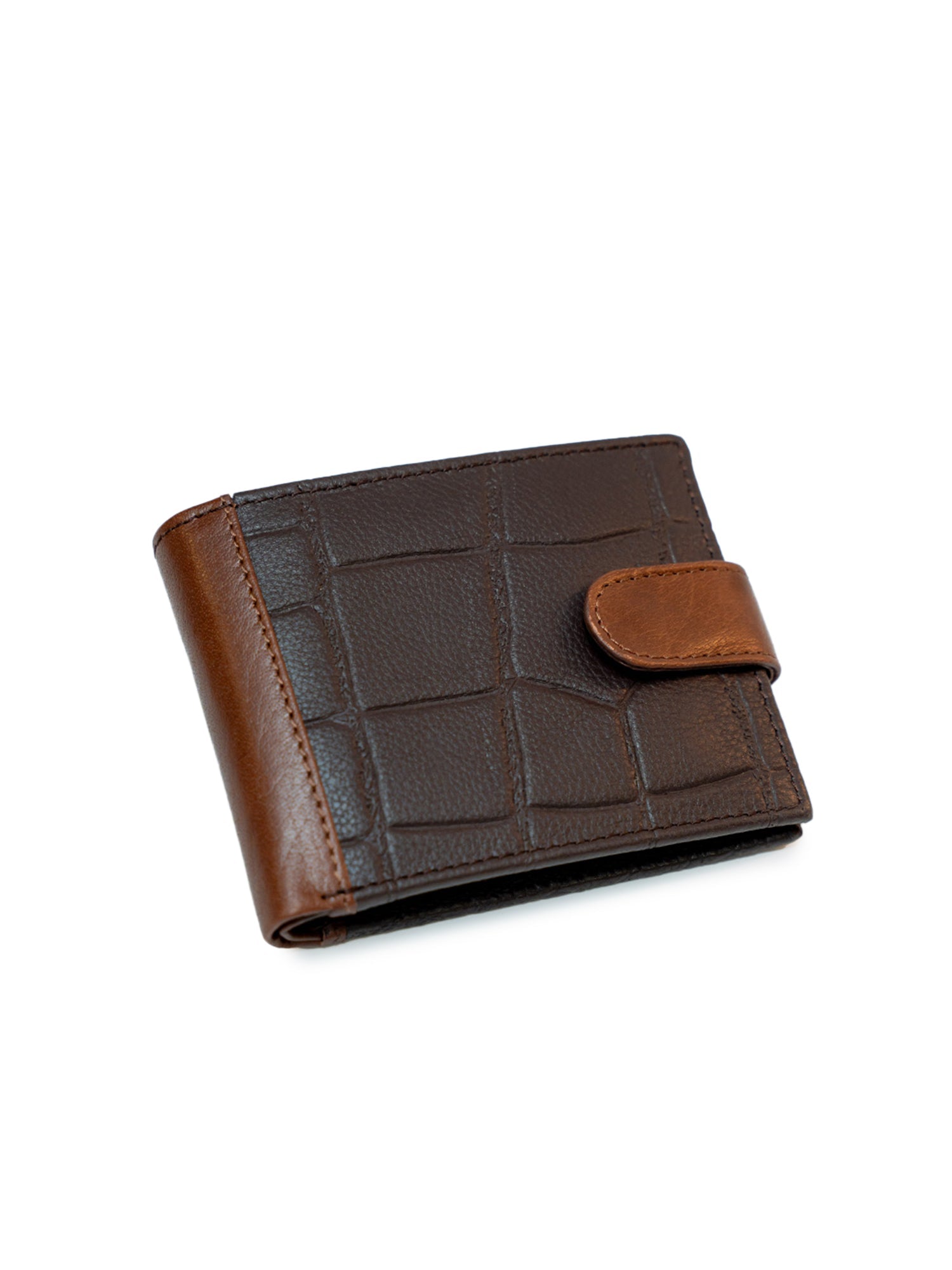 Men’s Brown Two Tone Full Grain Leather Croc Pattern Wallet