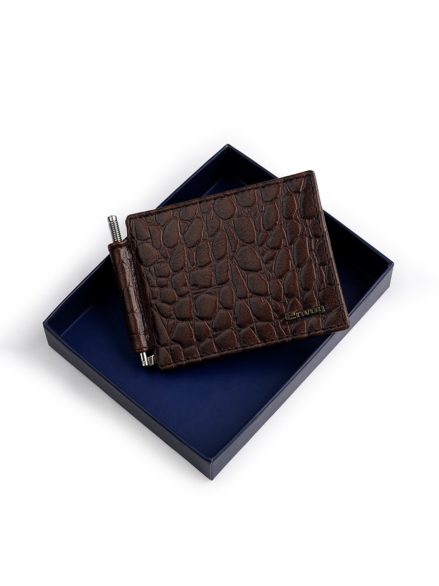 Men's Croc Pattern Design Full-Grain Leather Money Holder