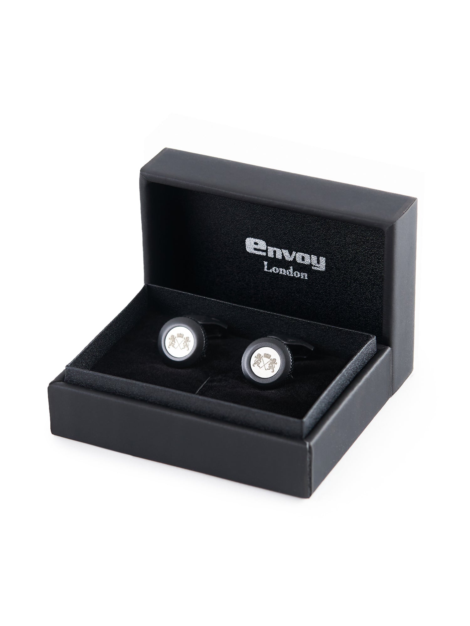 Textured Round Black Cufflinks