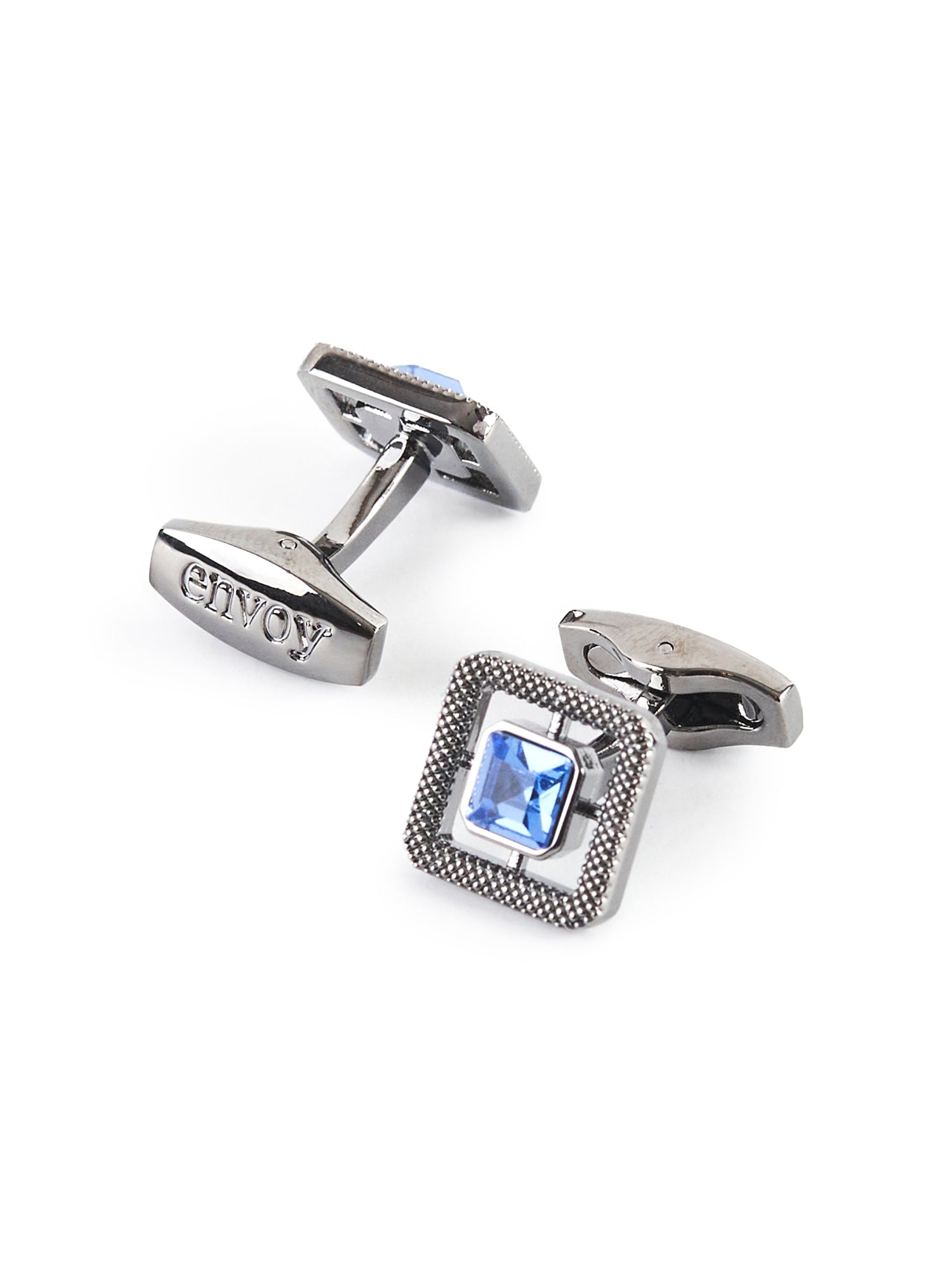 Crystal Square-Cut Silver Cufflinks