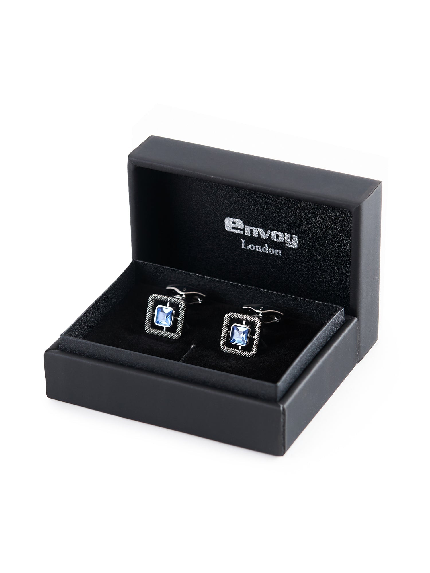 Crystal Square-Cut Silver Cufflinks