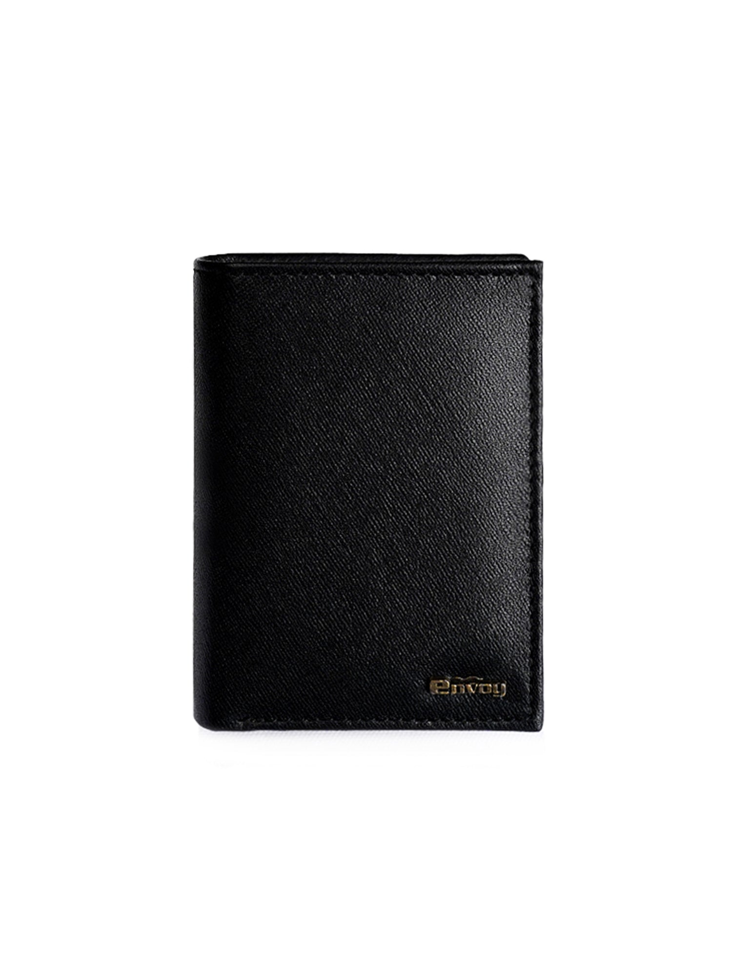 Men's Smooth Finish Black Full-Grain Leather Long Wallet