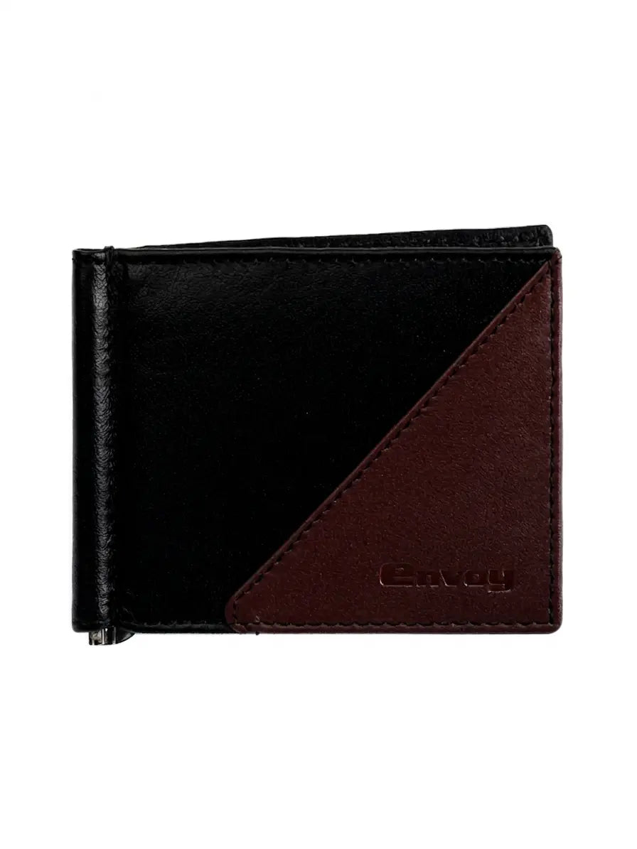 Men's Smooth Finish Black Full-Grain Leather Money Holder