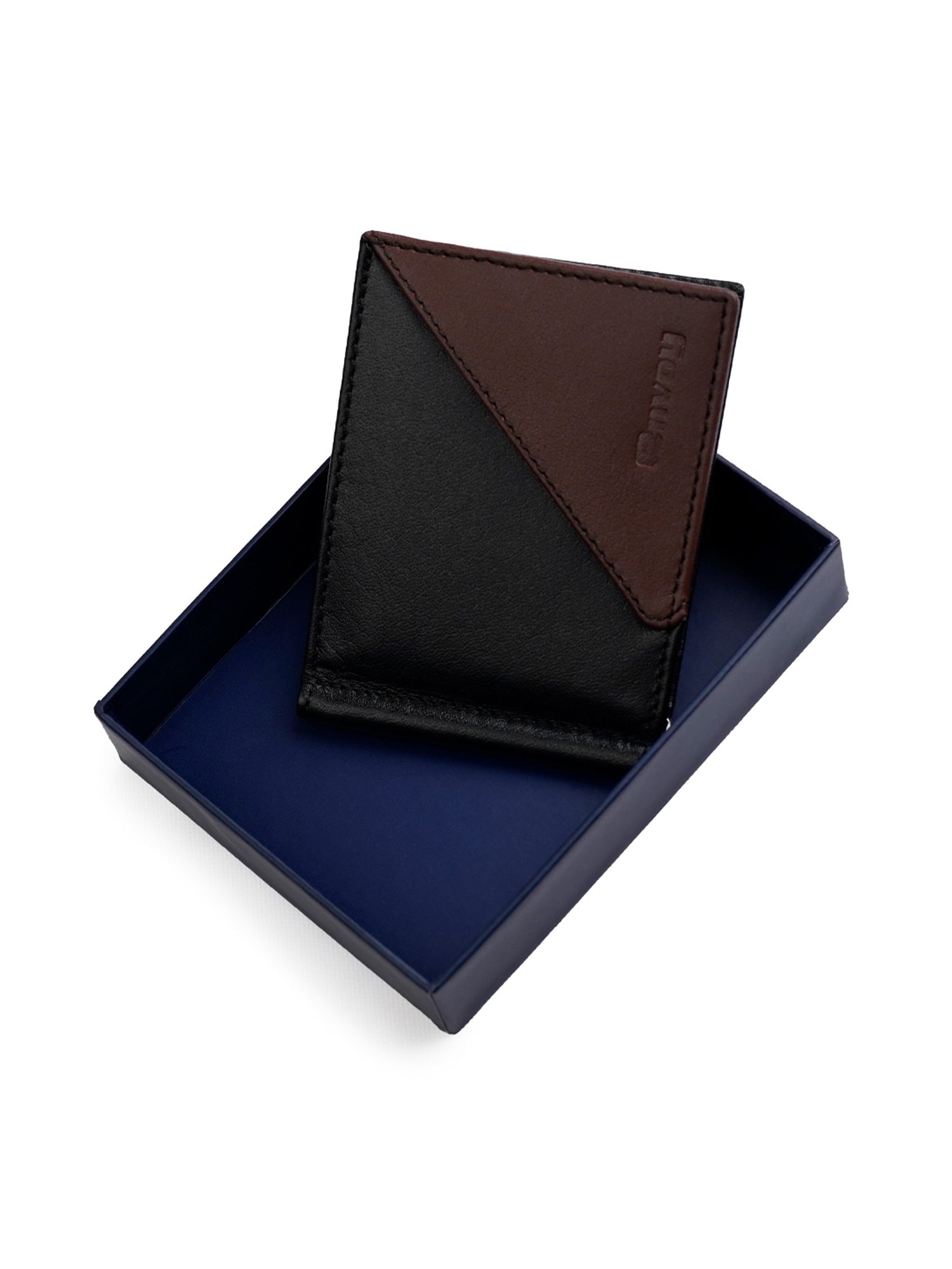 Men's Smooth Finish Black Full-Grain Leather Money Holder