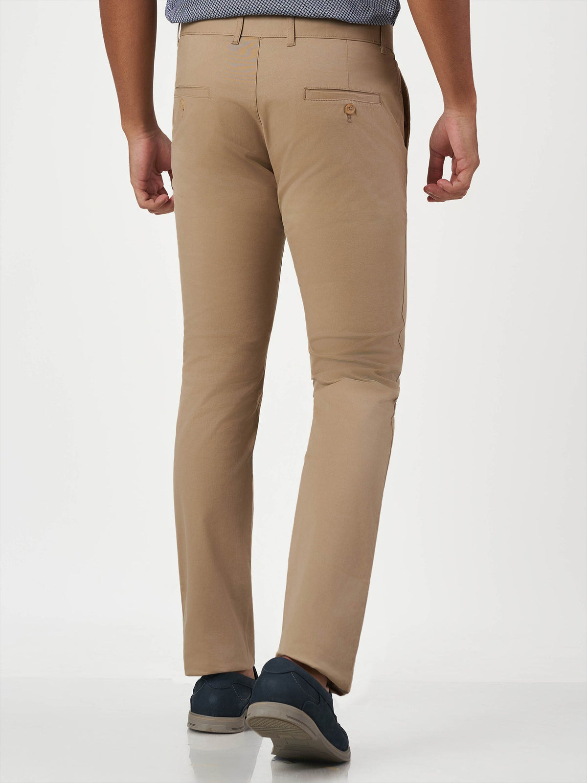 Smart Casual Beige Cotton Slim Fit Chinos