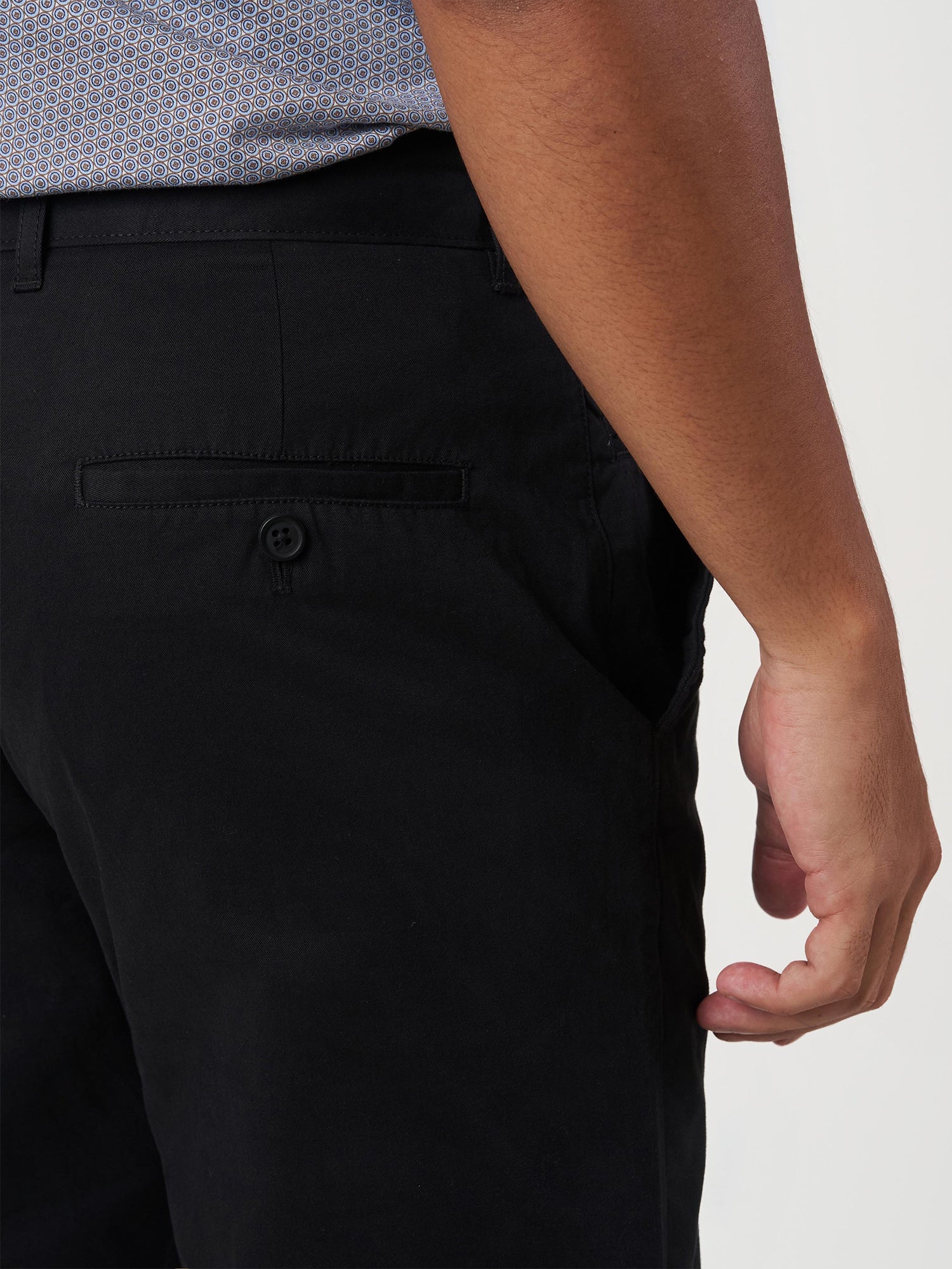 Smart Casual Black Cotton Stretch Slim Fit Chinos
