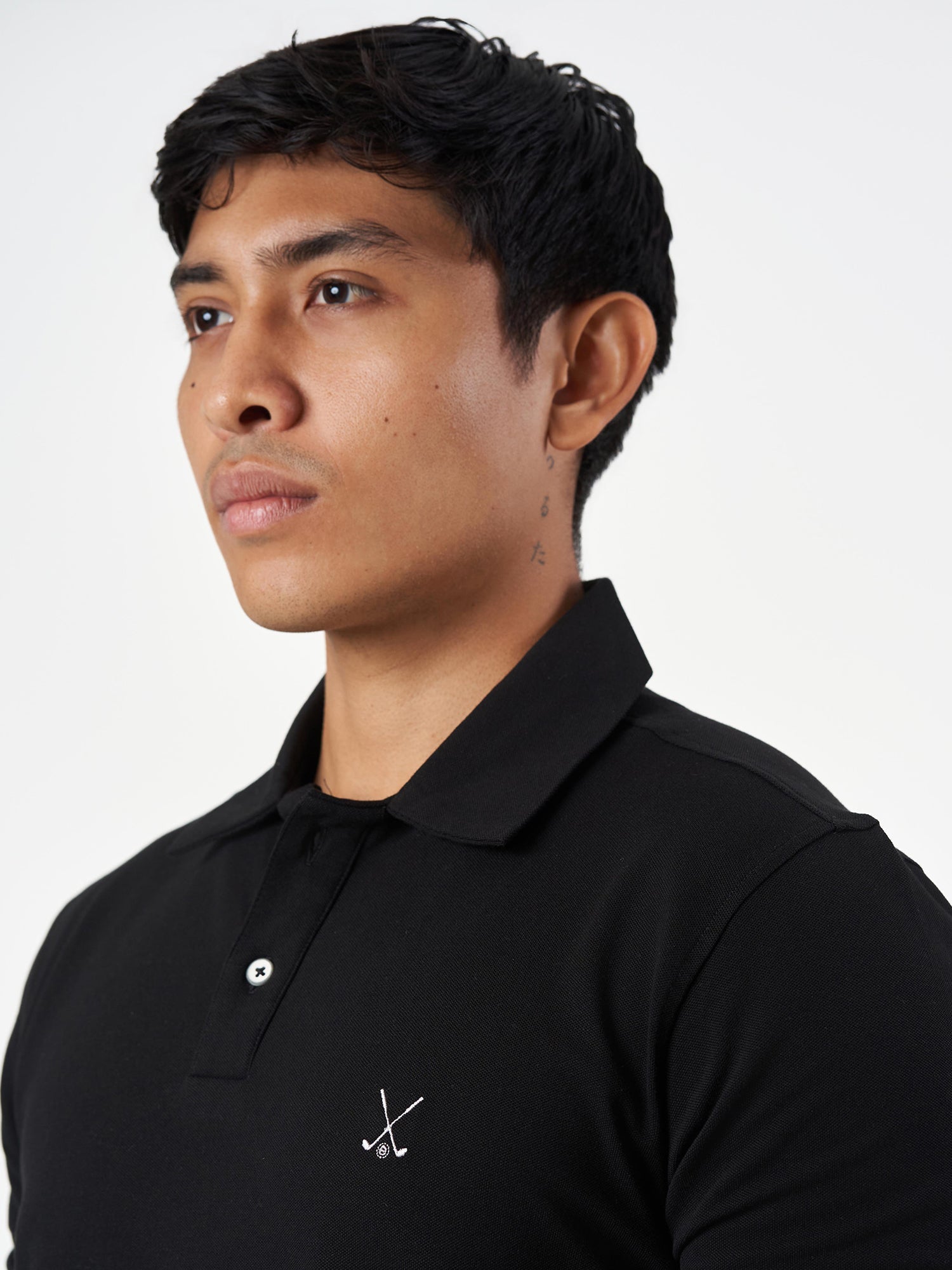 Black Cotton Plain Polo T-Shirt