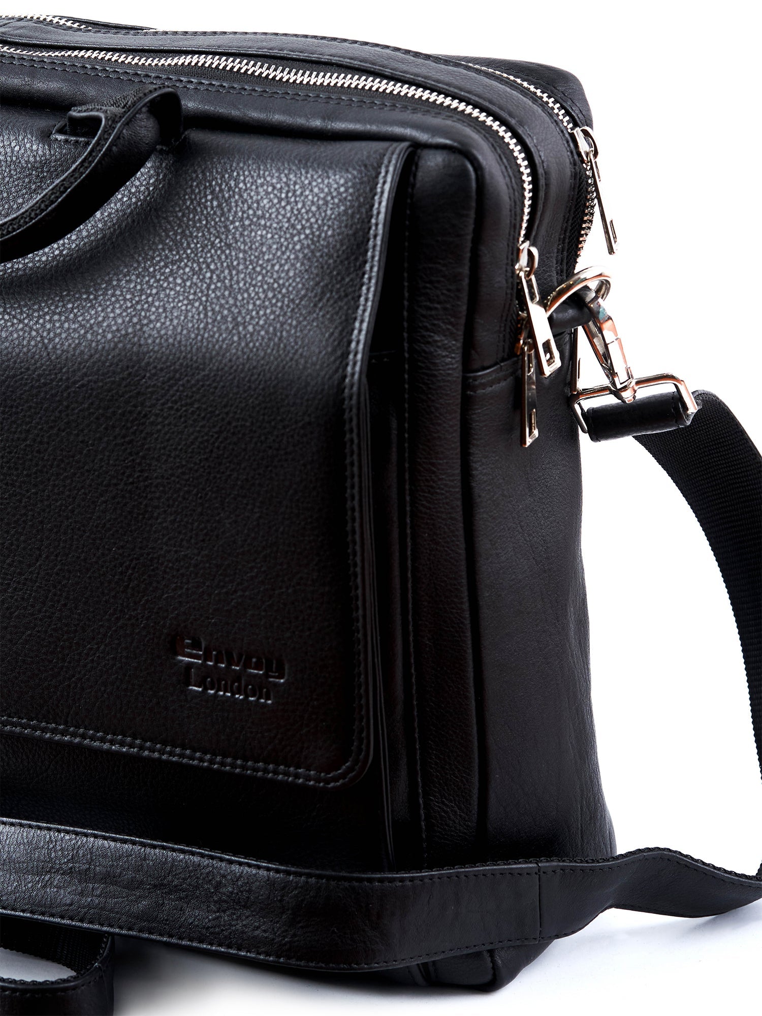 Black Full-Grain Leather Laptop Bag