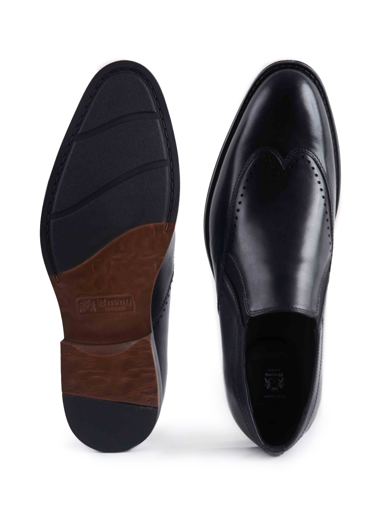 Full Grain Leather Wingtip Slip-On Shoes