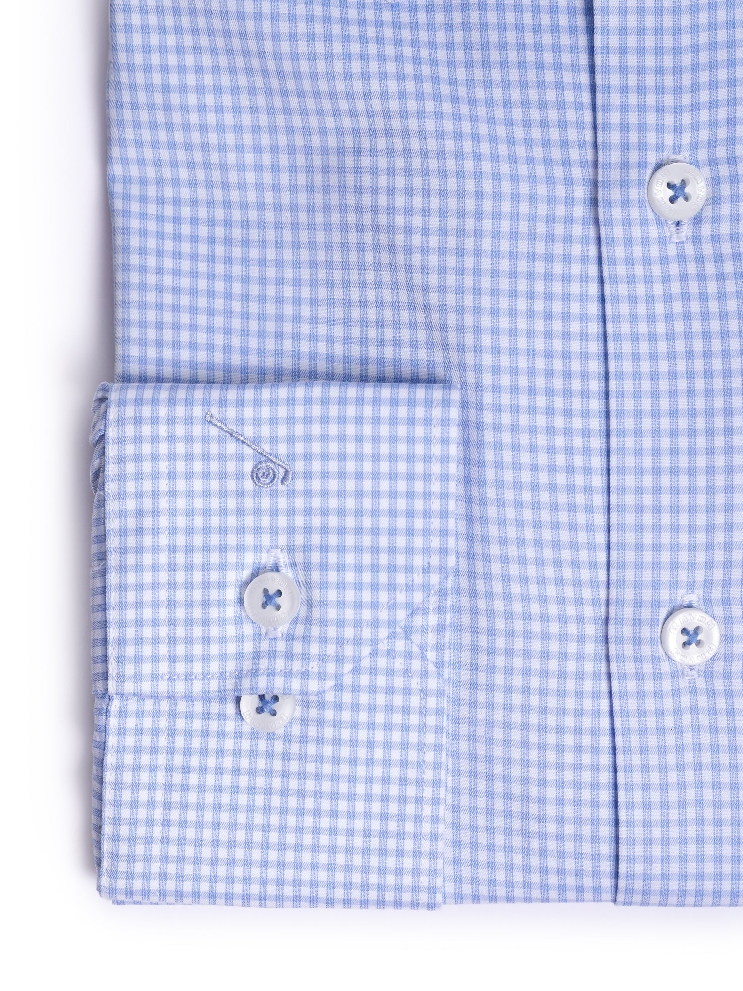 Blue Checked Cotton Tailored Fit Shirt