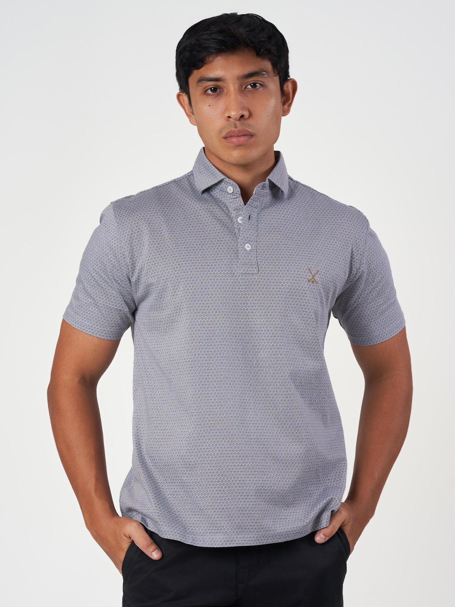 Blue Cotton Design Polo T-Shirt