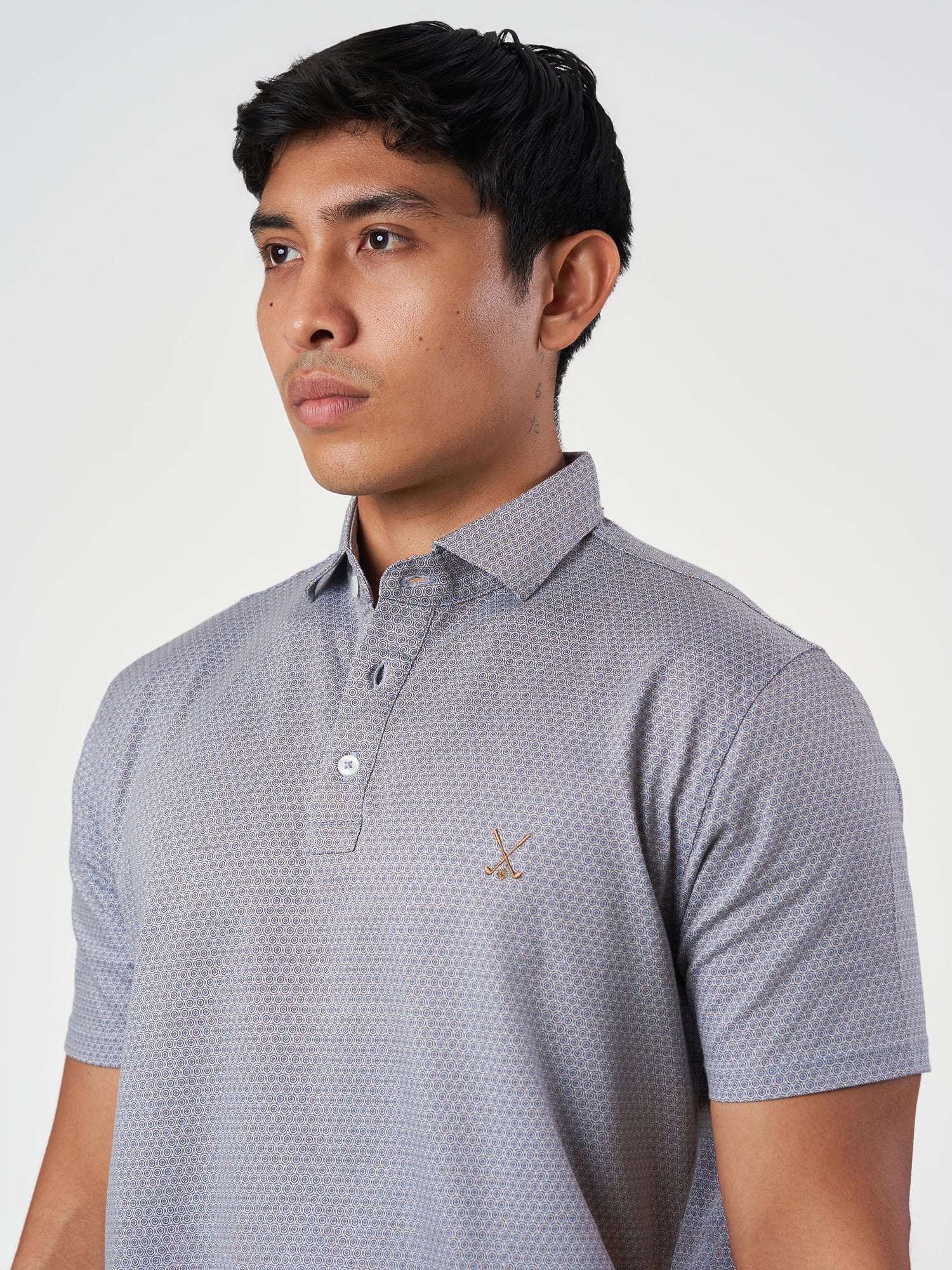 Blue Cotton Design Polo T-Shirt