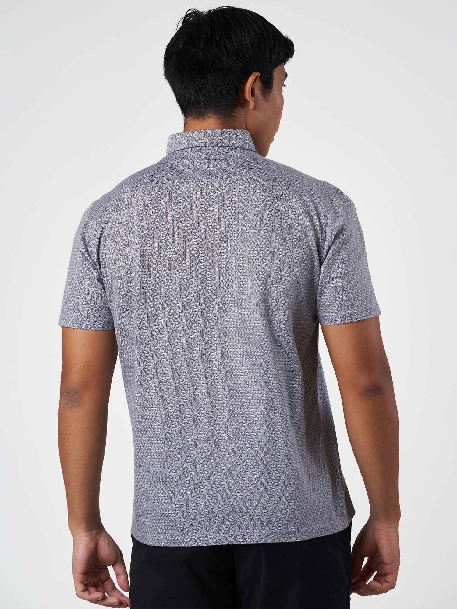 Blue Cotton Design Polo T-Shirt