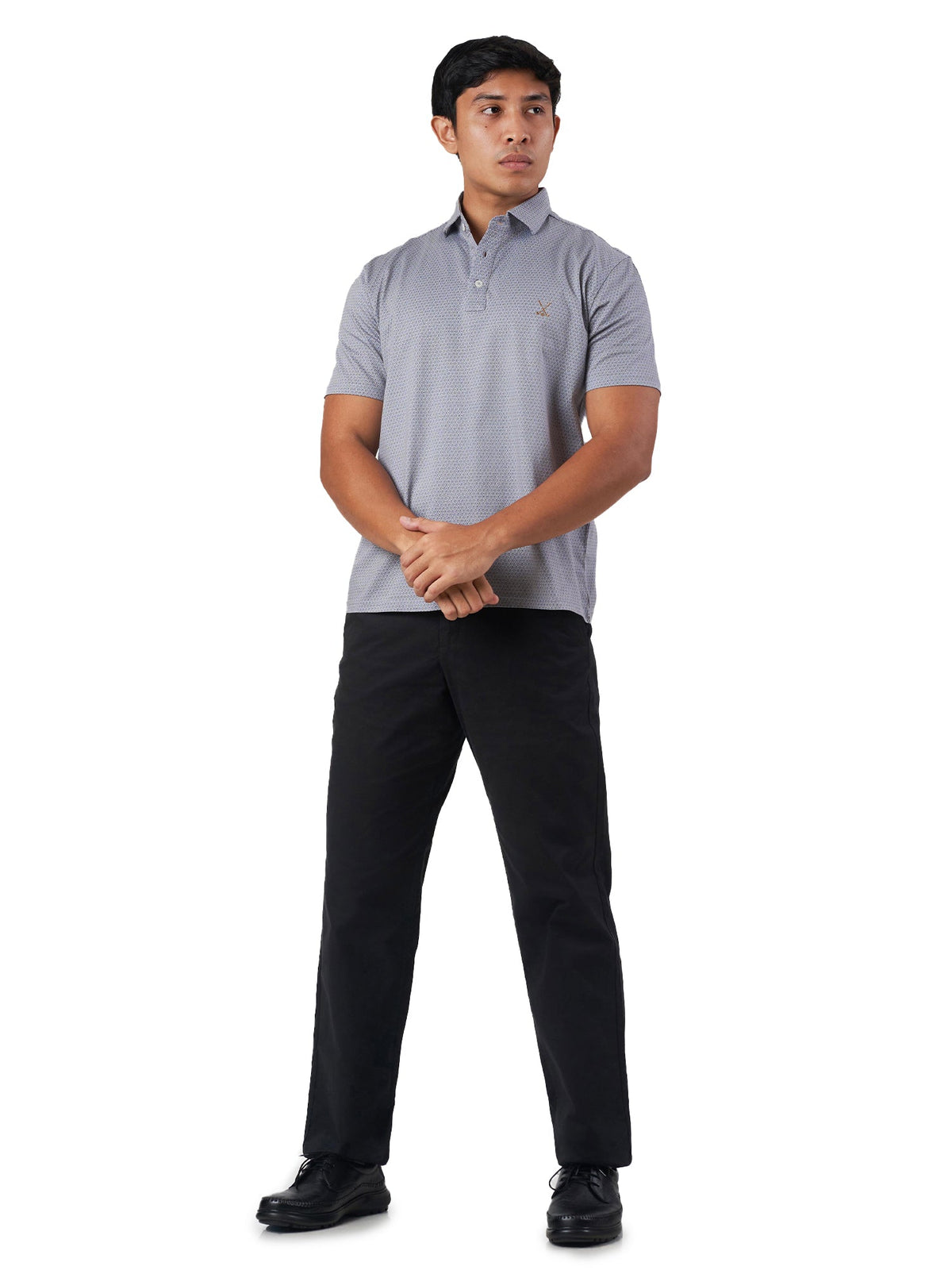 Blue Cotton Design Polo T-Shirt