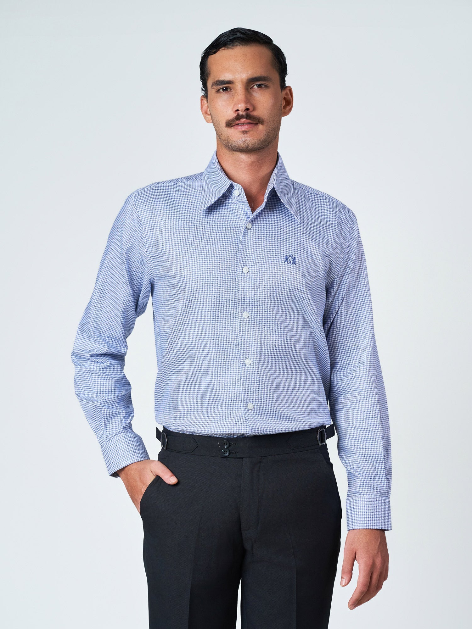 Blue Checked Long Sleeve Casual Shirt