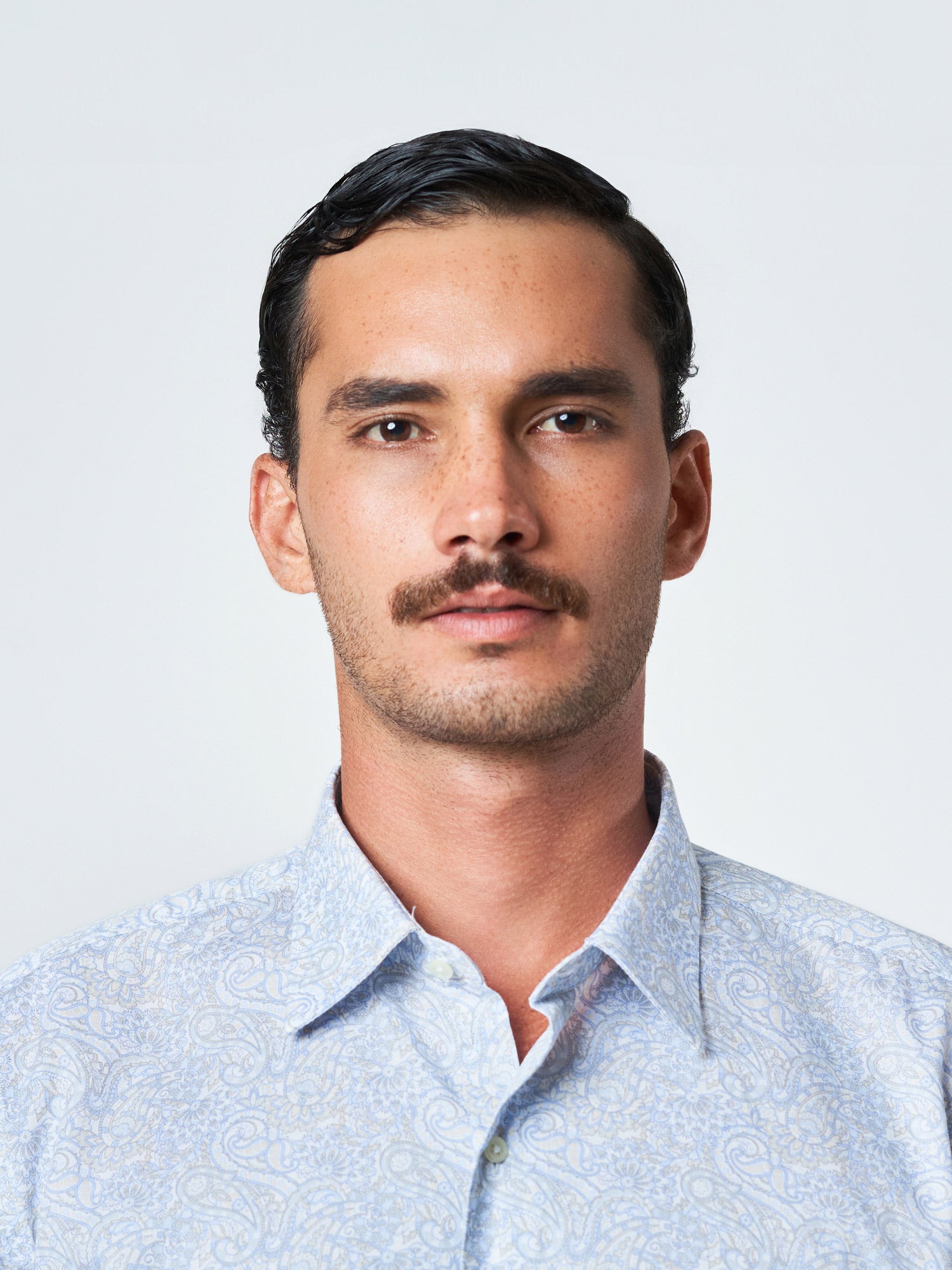 Blue Printed Long Sleeve Casual Shirt