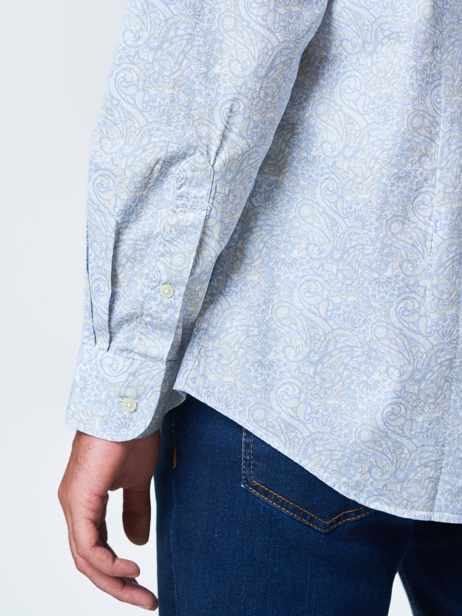 Blue Printed Long Sleeve Casual Shirt