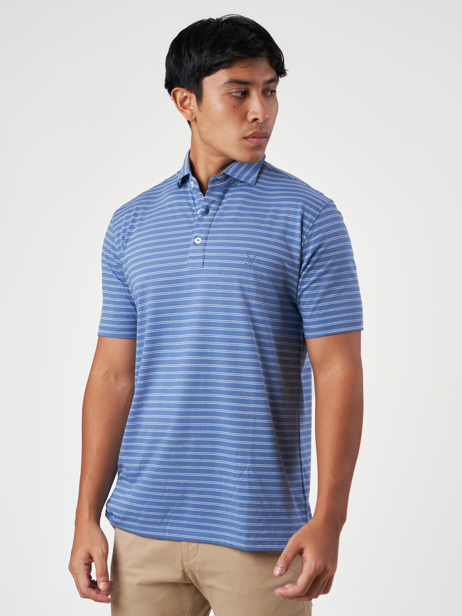 Blue Striped Polo T-Shirt