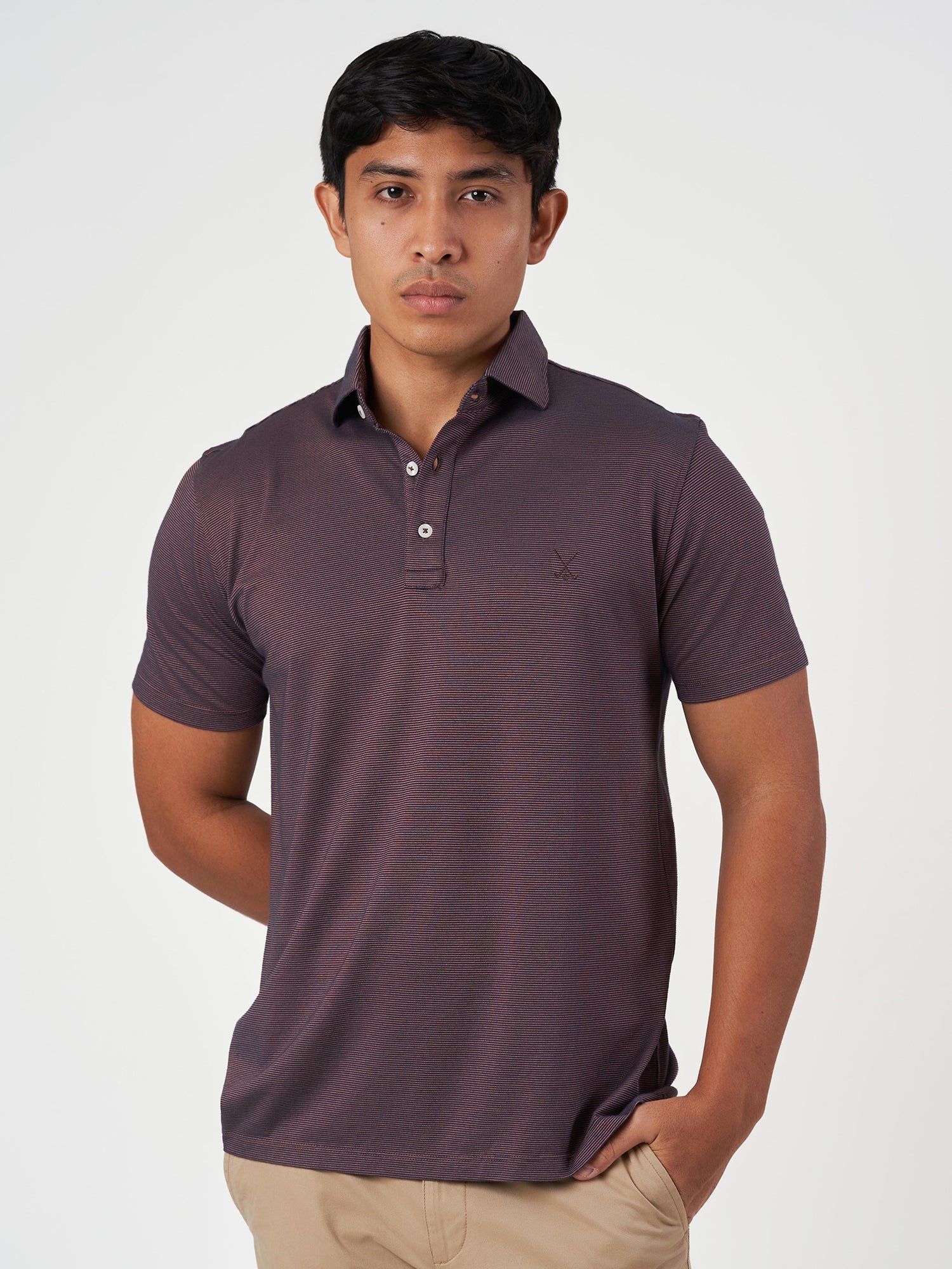 Brown Striped Polo T-Shirt