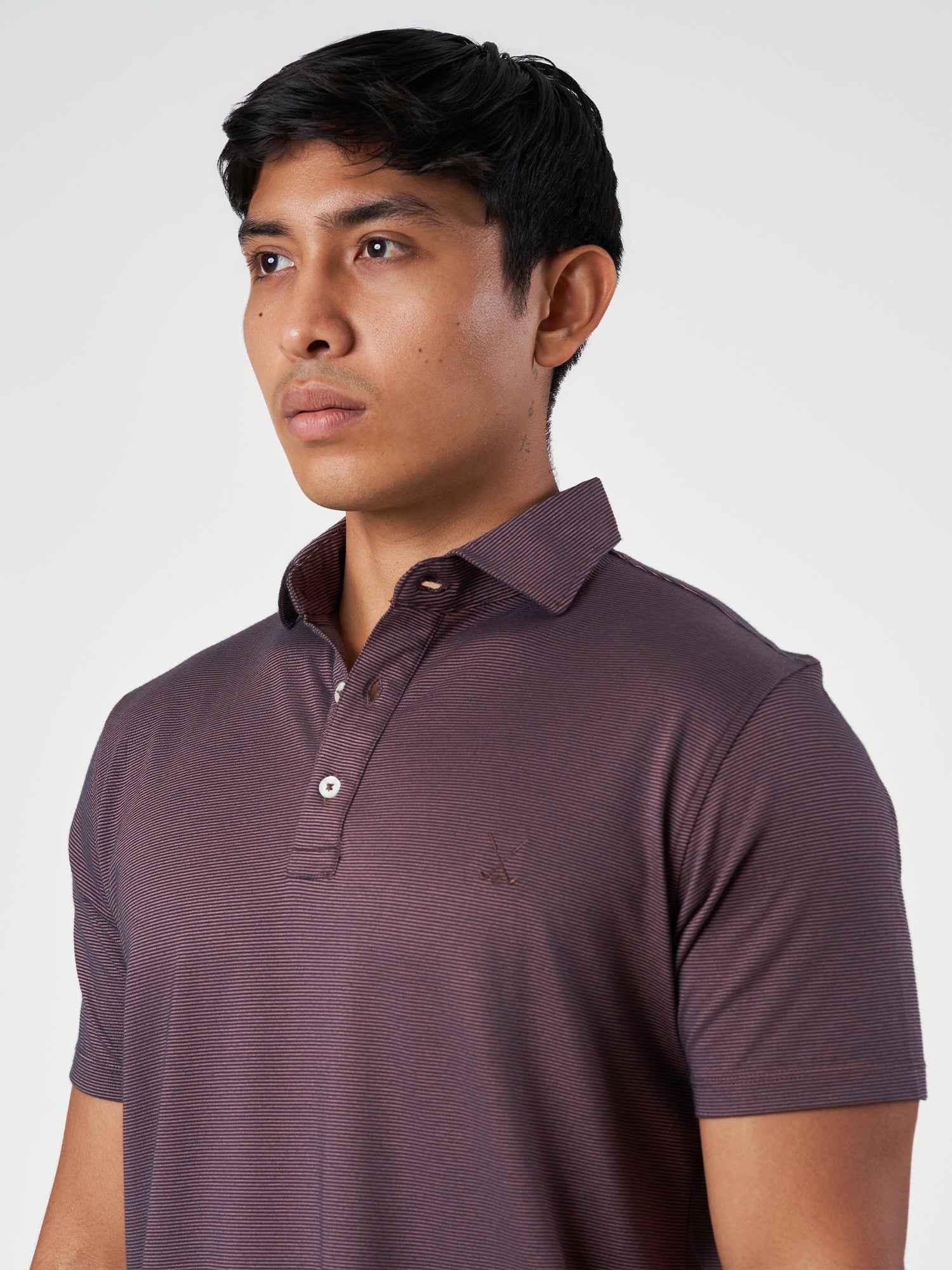 Brown Striped Polo T-Shirt