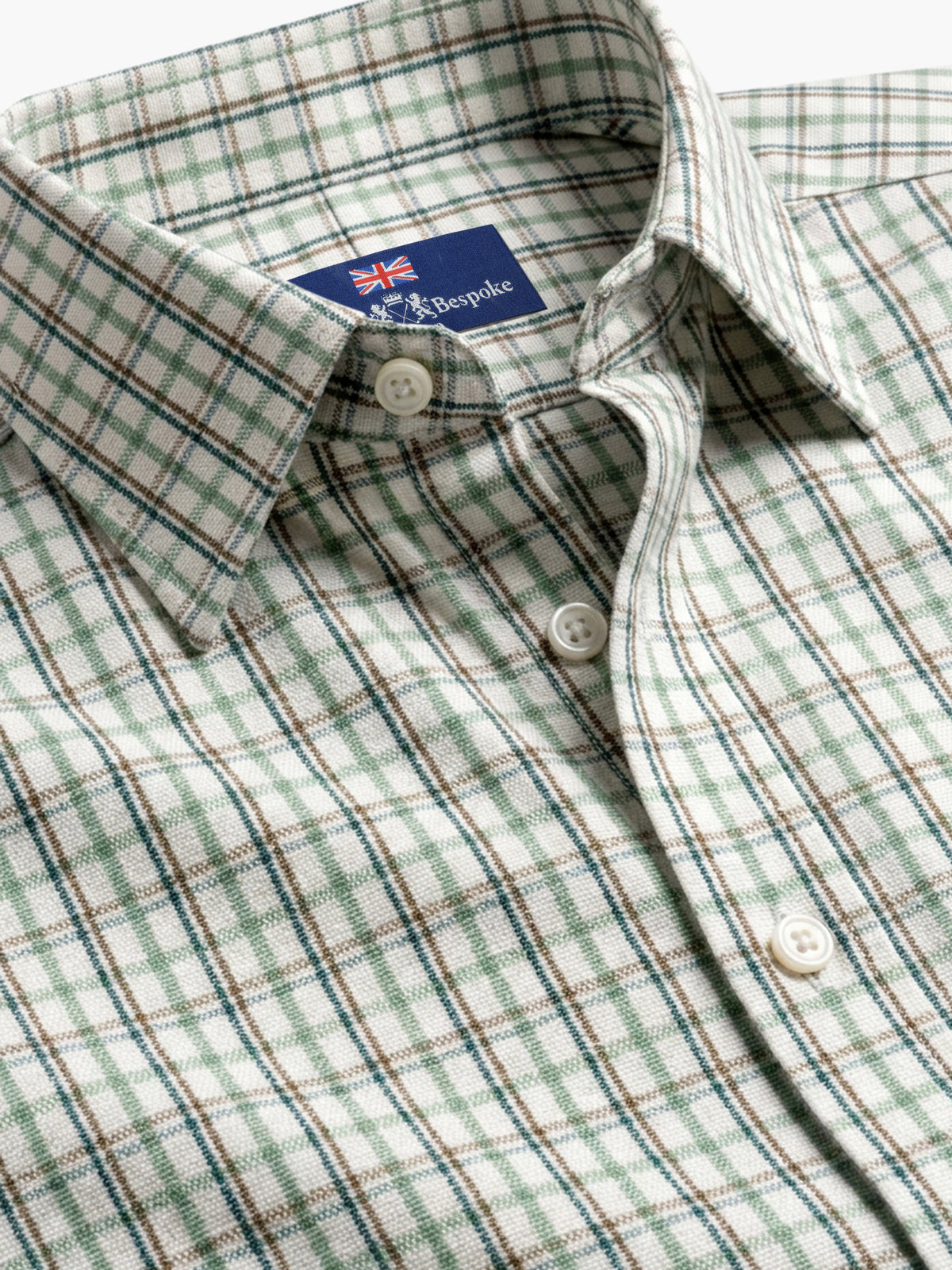 Green Brown Checked Cotton Twill Custom Shirt