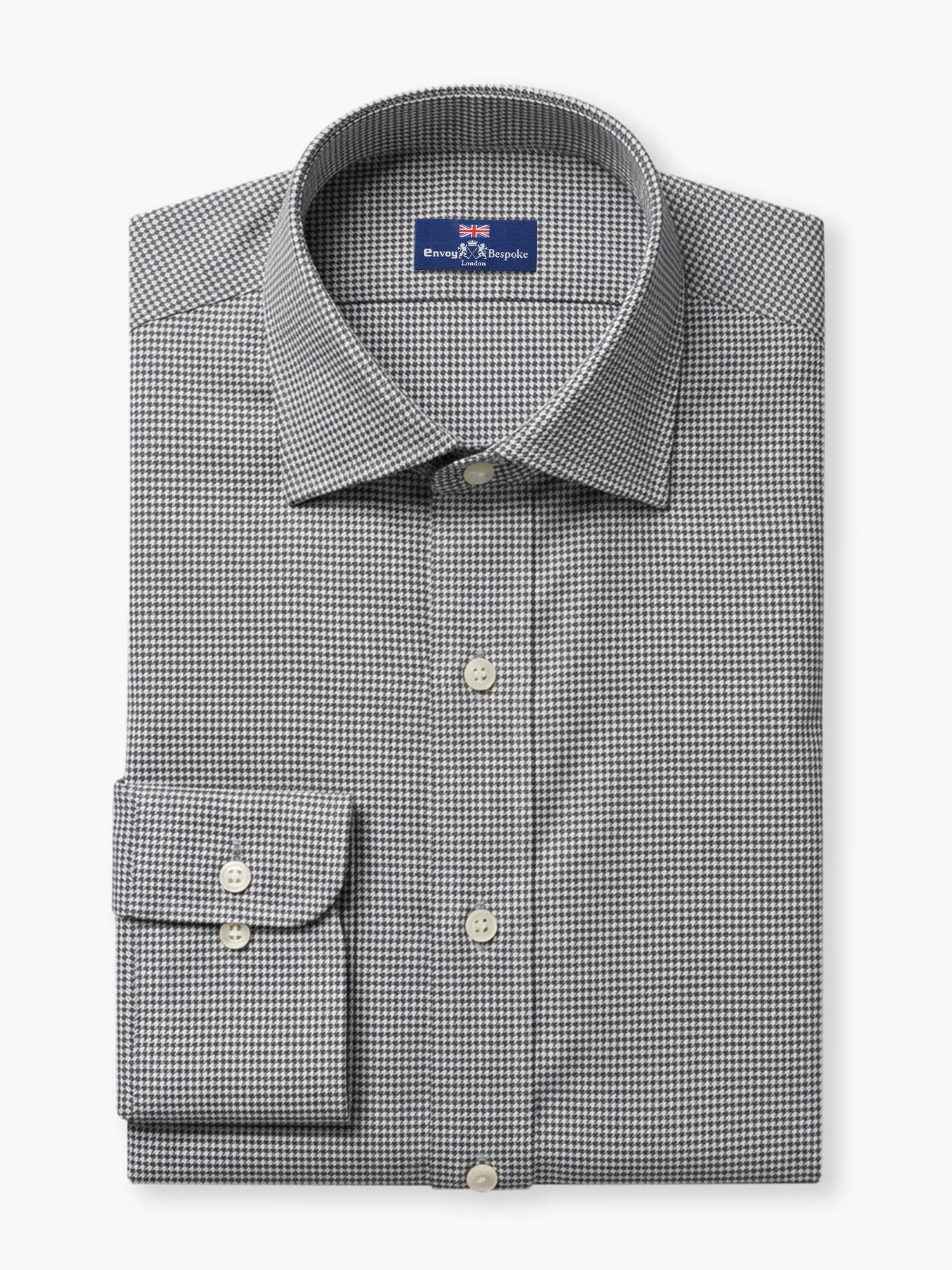 Grey Checked Cotton Twill Custom Shirt