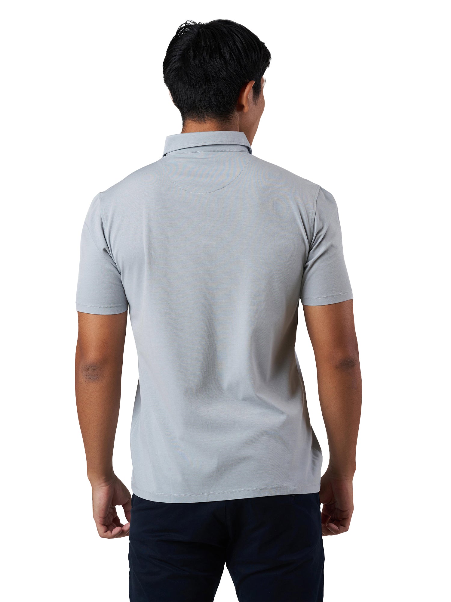 Grey Cotton Plain Polo T-Shirt