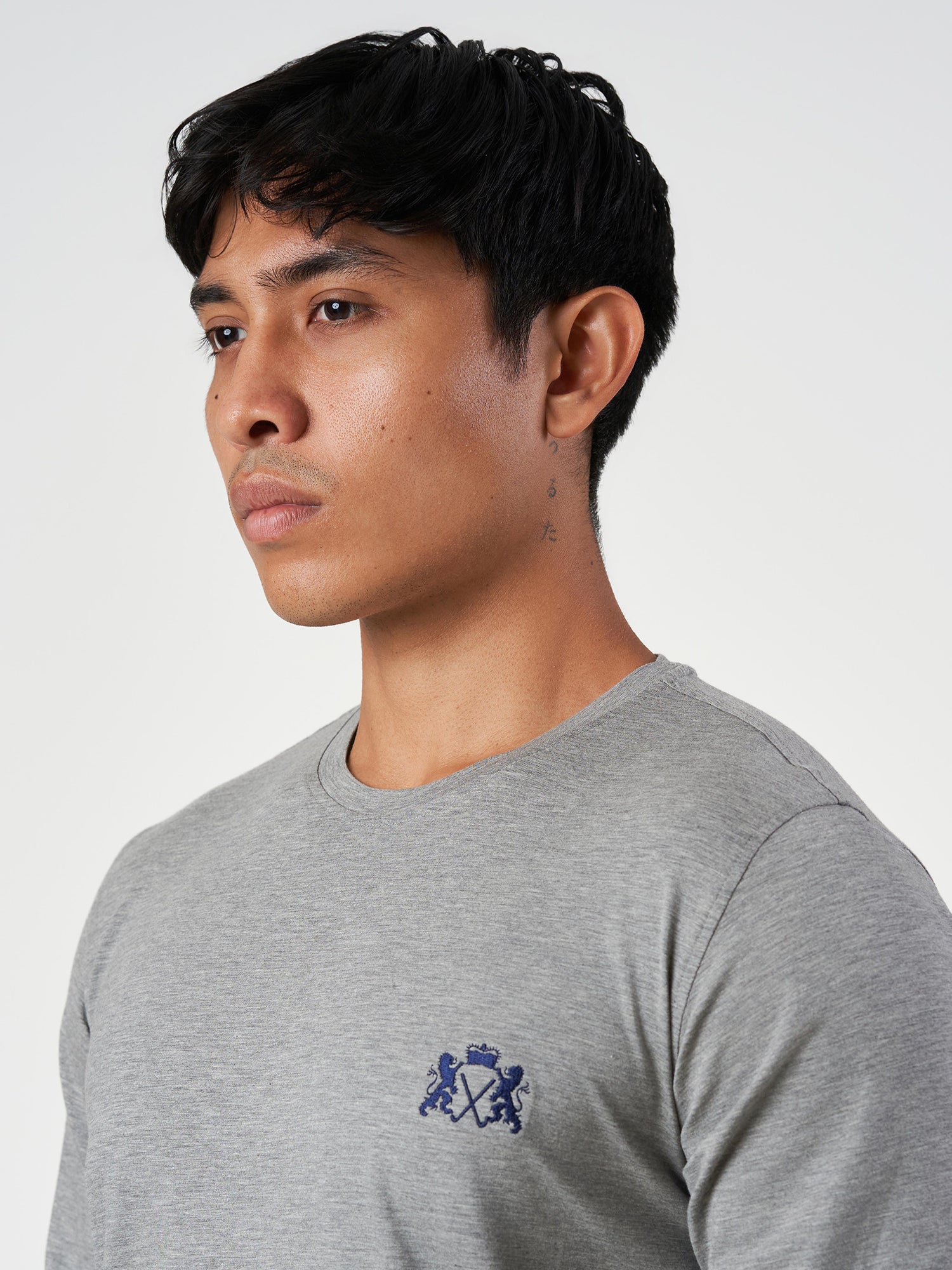 Grey Cotton Round Neck T-Shirt