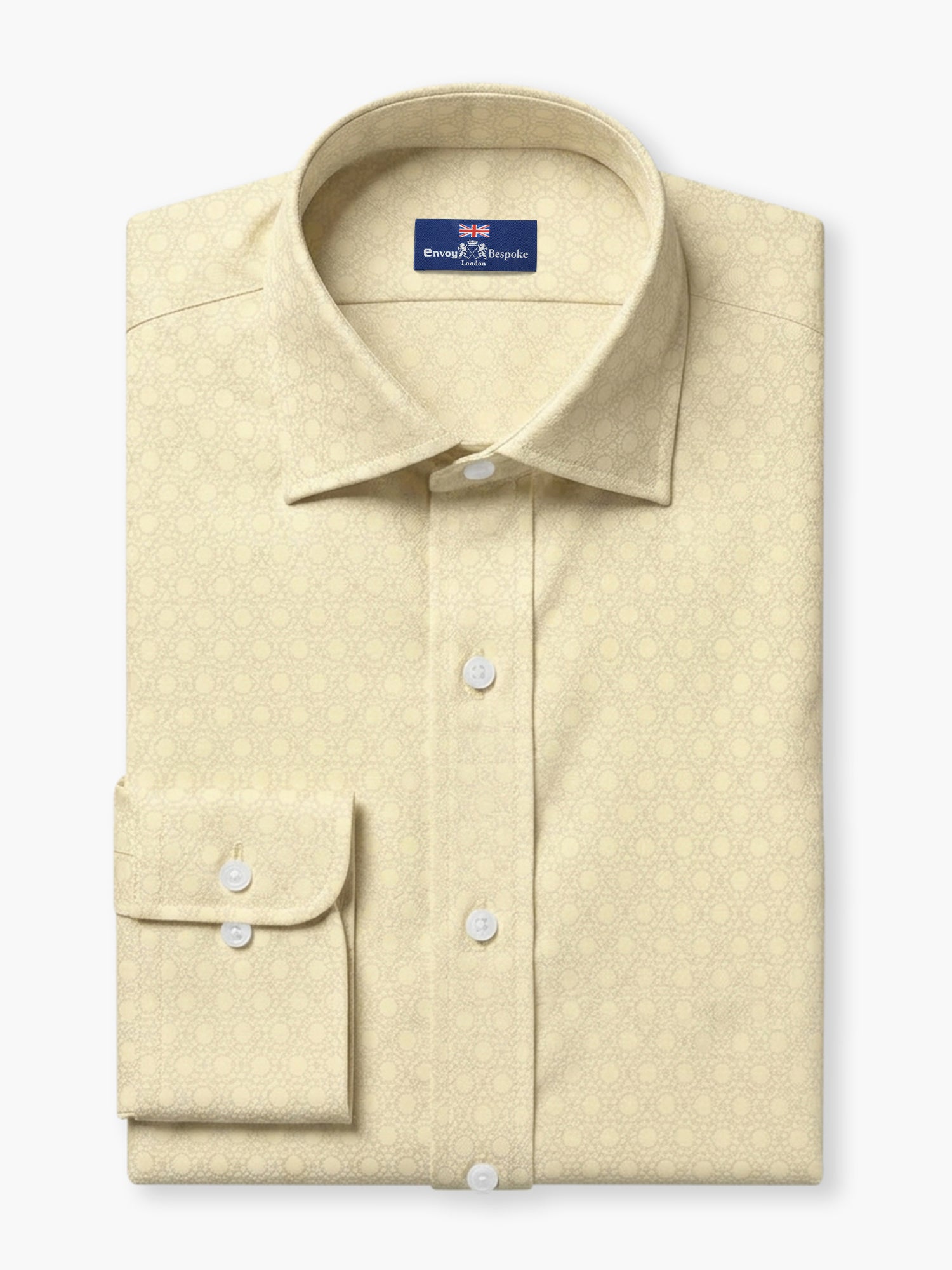Ivory Geometric Cotton Viscose Custom Shirt