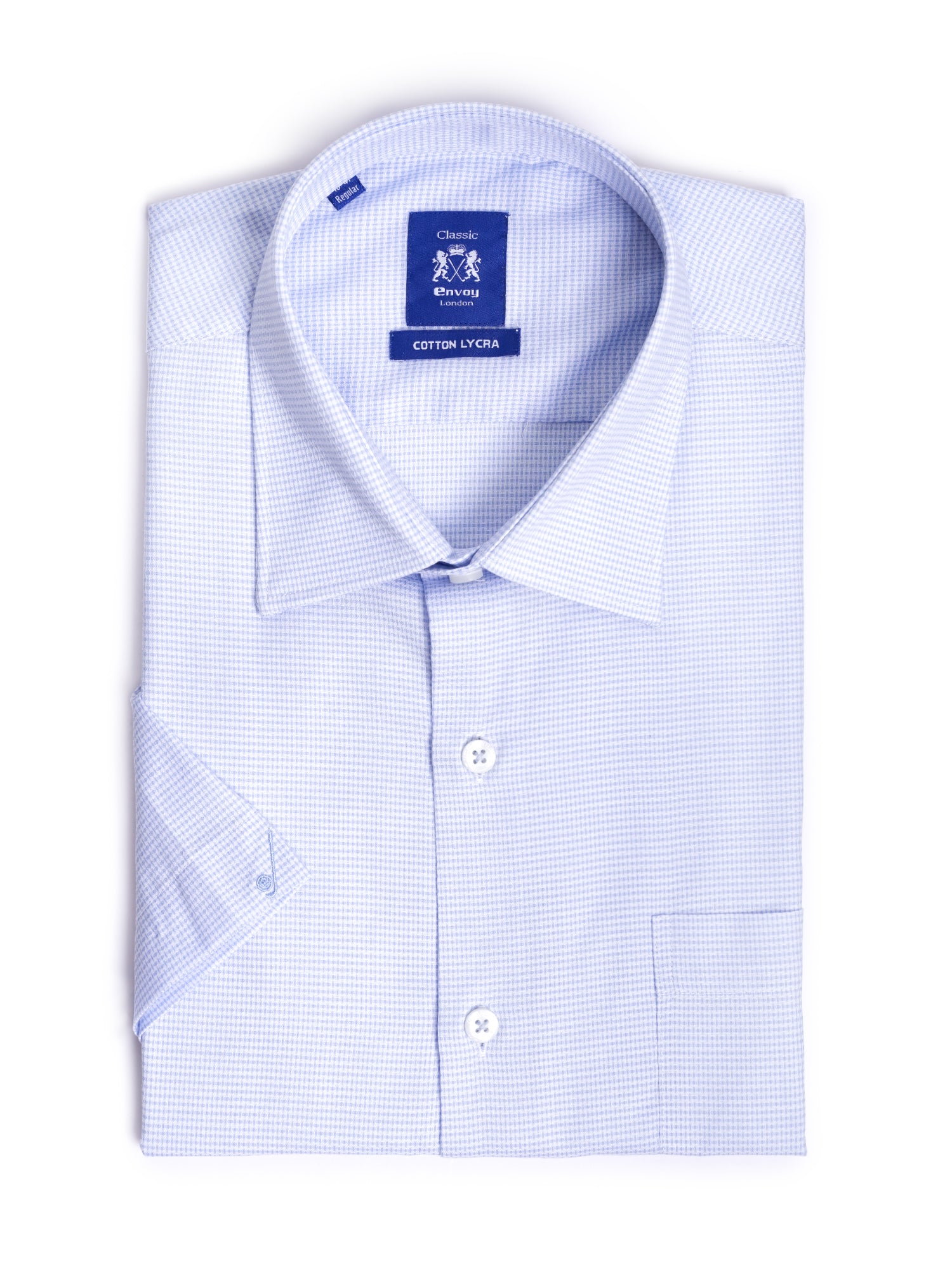 Light Blue Cotton Lycra Regular Fit Shirt